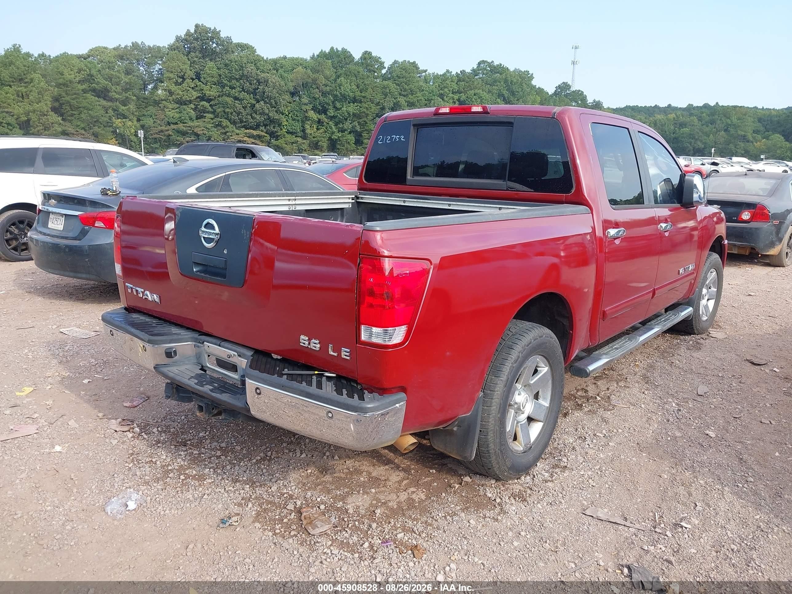 2007 Nissan Titan Le Red vin: 1N6BA07A07N212752