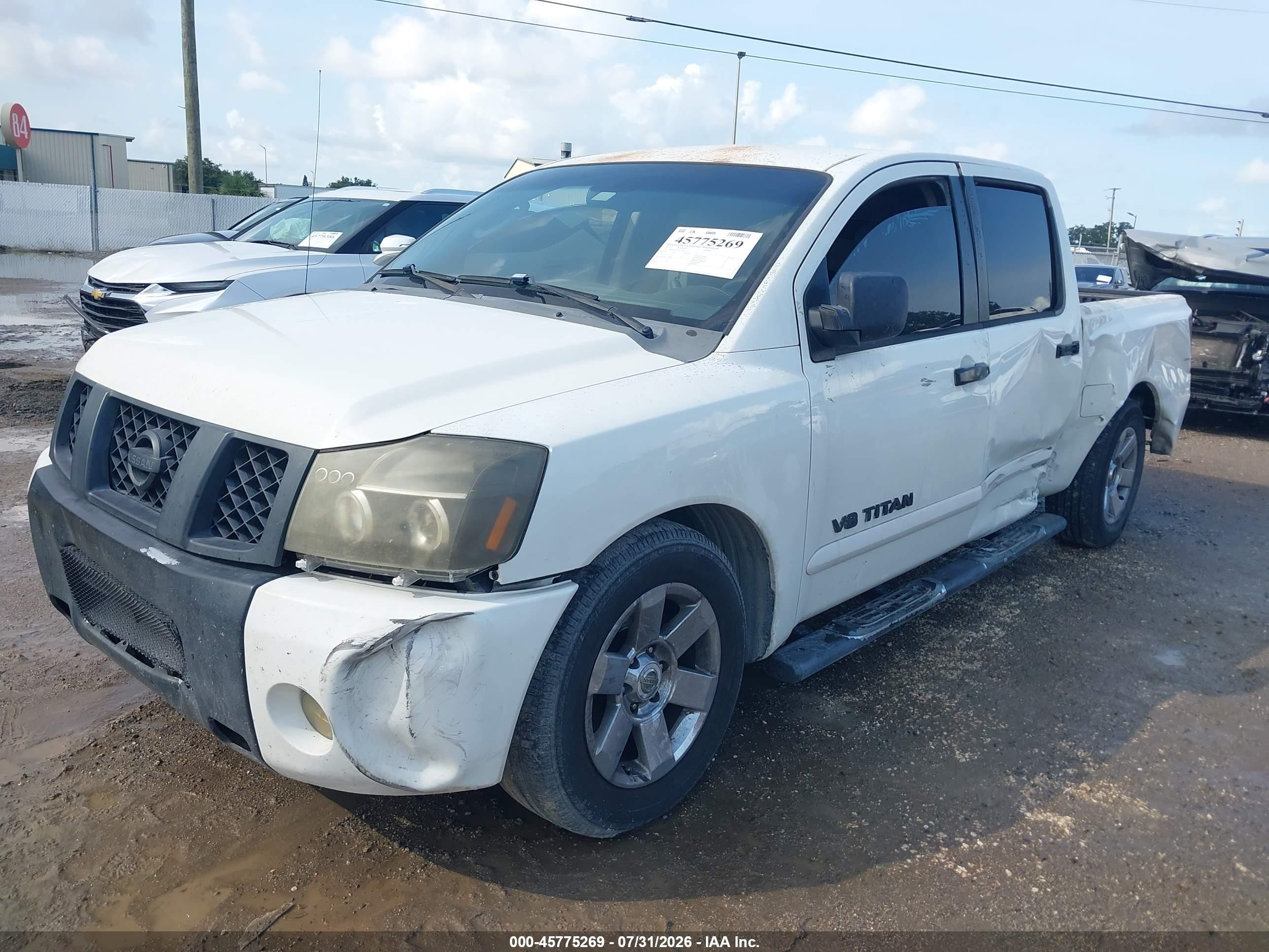 2007 Nissan Titan Se White vin: 1N6BA07A77N229547