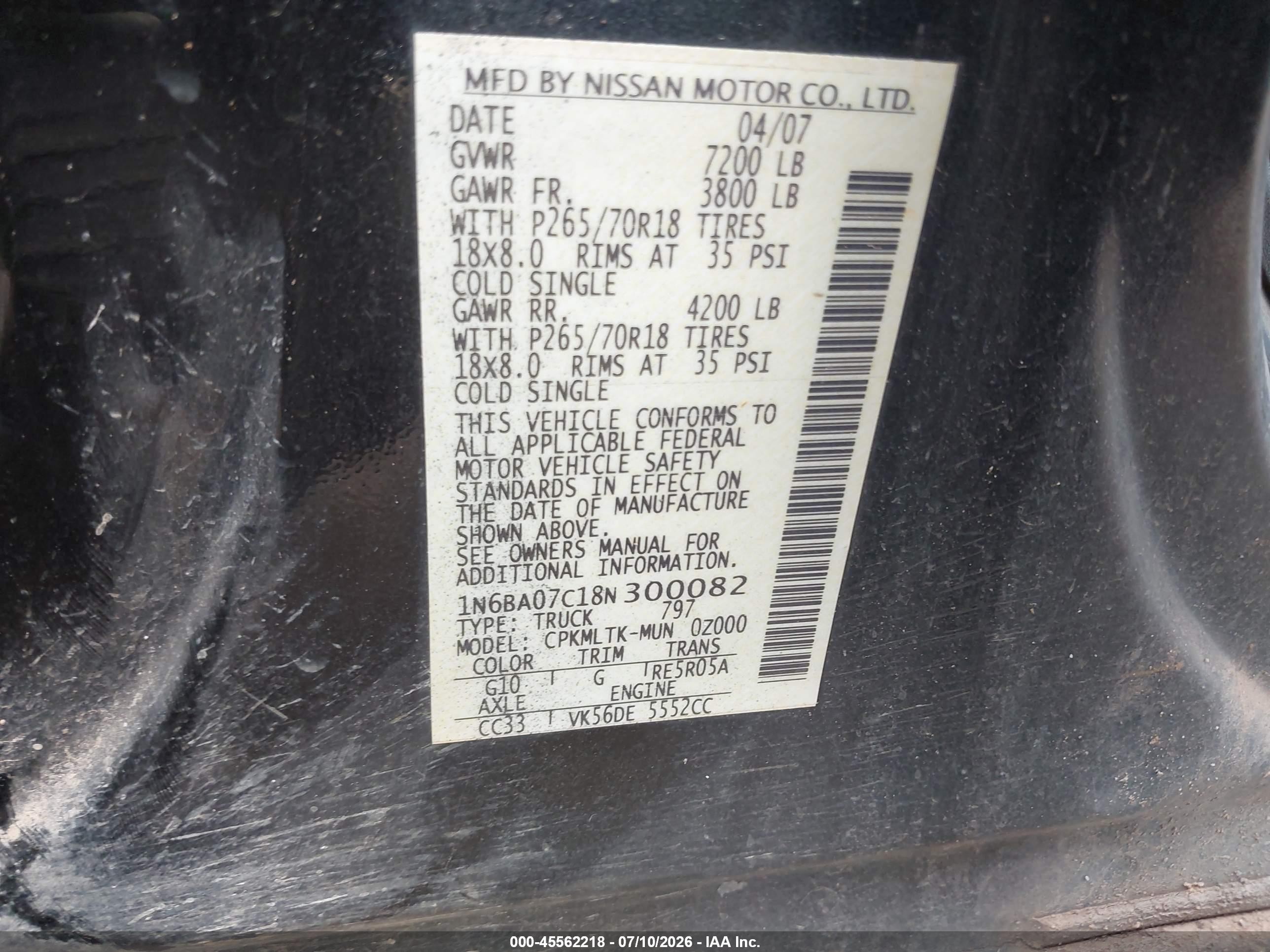 2008 Nissan Titan Se Black vin: 1N6BA07C18N300082
