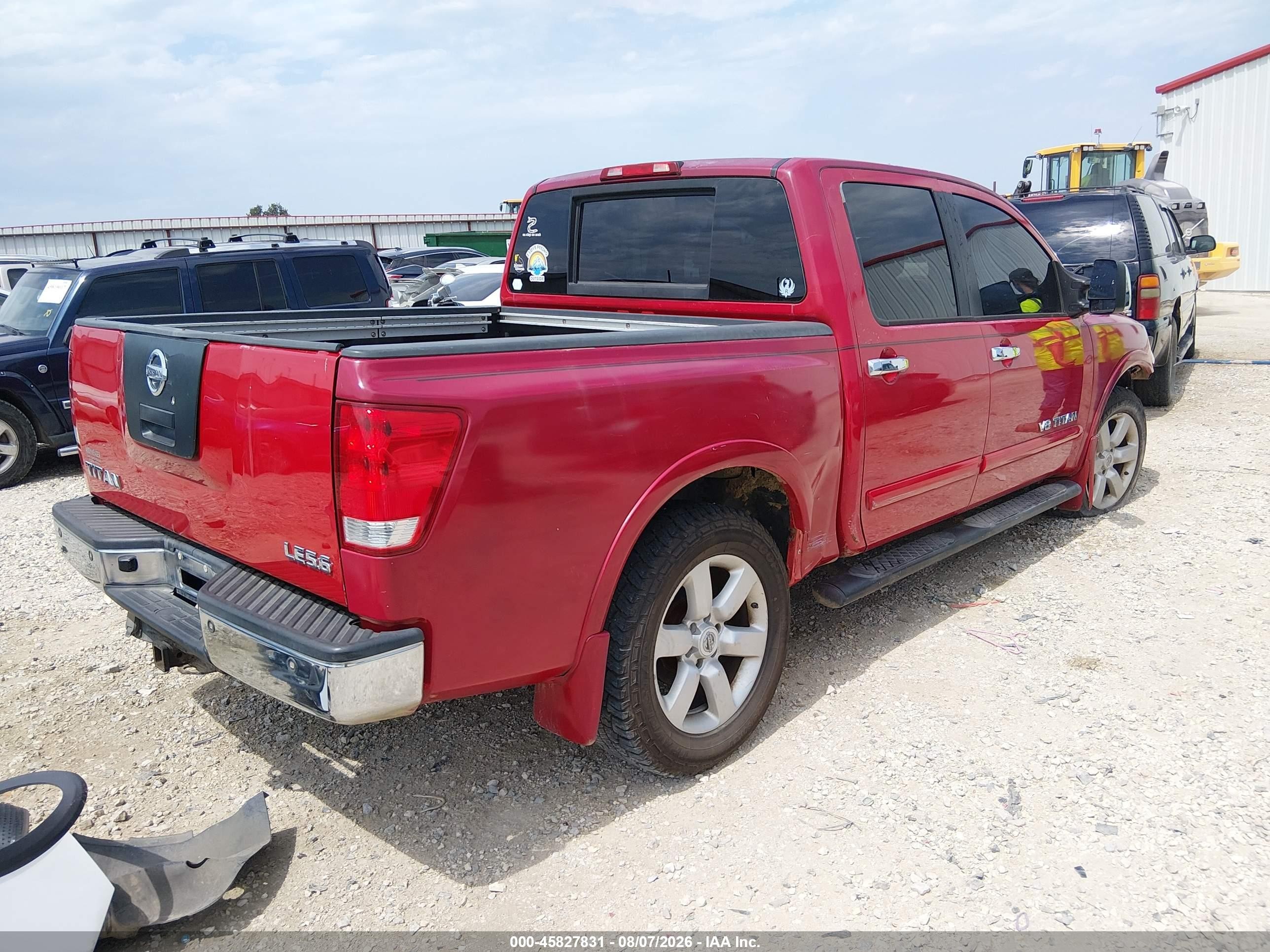 2008 Nissan Titan Le Red vin: 1N6BA07C48N310573