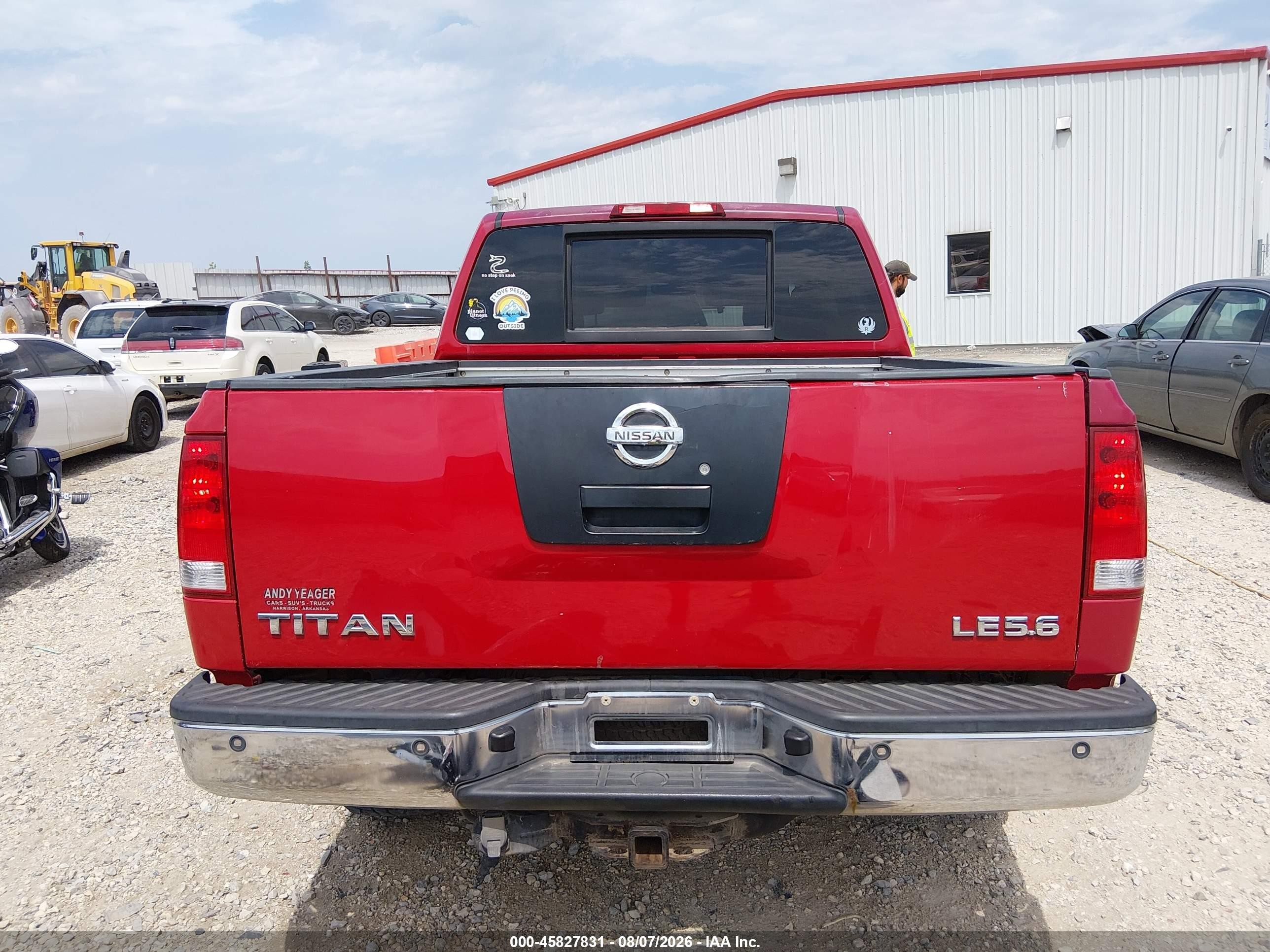 2008 Nissan Titan Le Red vin: 1N6BA07C48N310573
