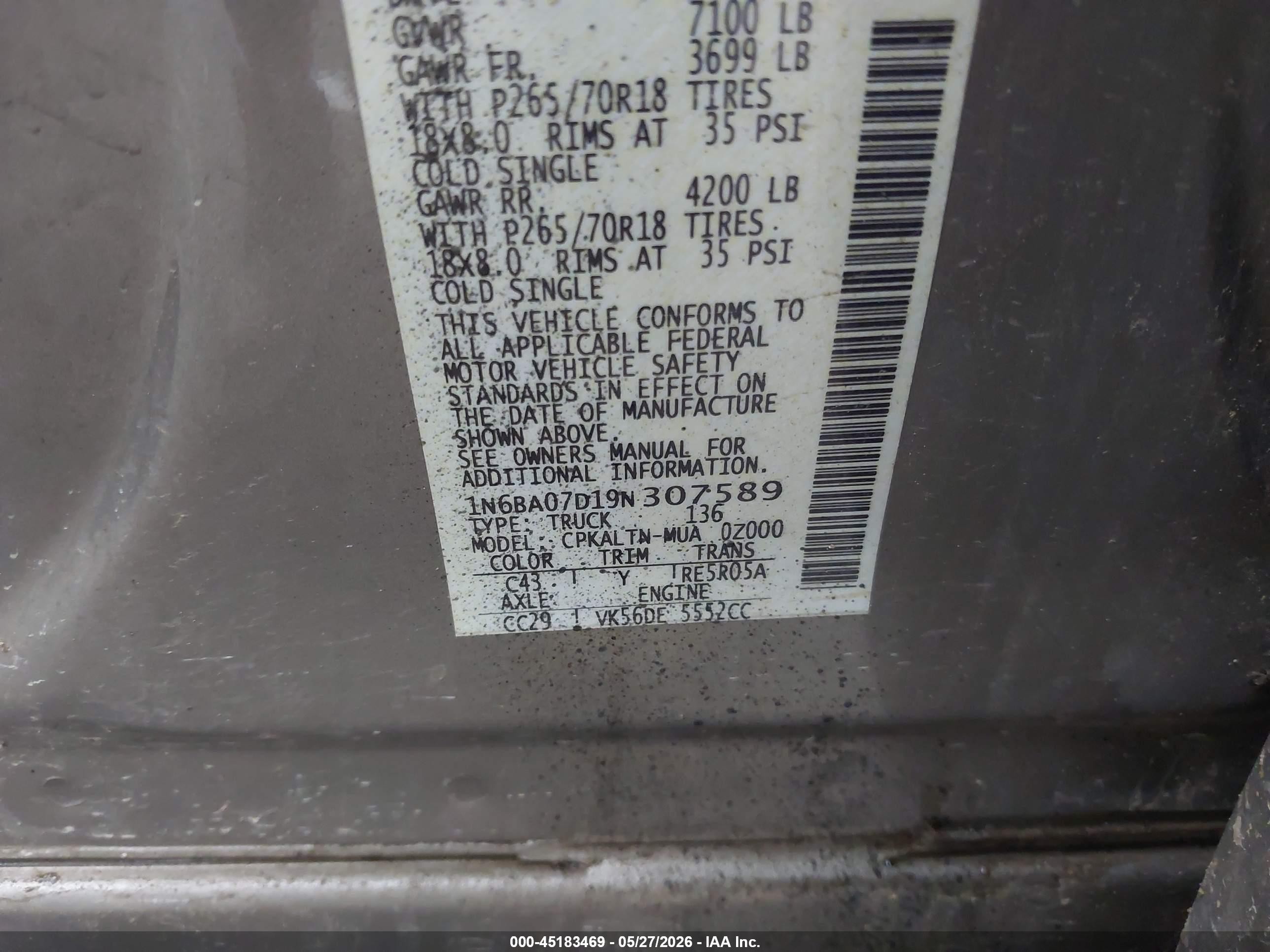 2009 Nissan Titan Se Black vin: 1N6BA07D19N307589