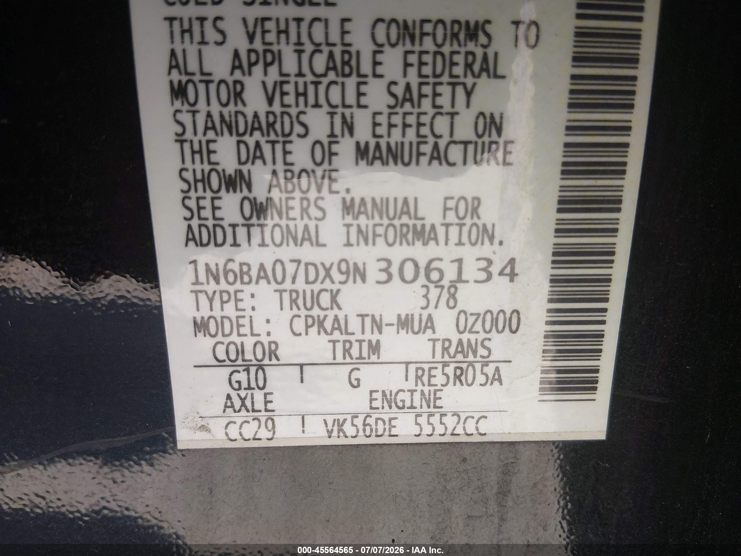 2009 Nissan Titan Se Black vin: 1N6BA07DX9N306134