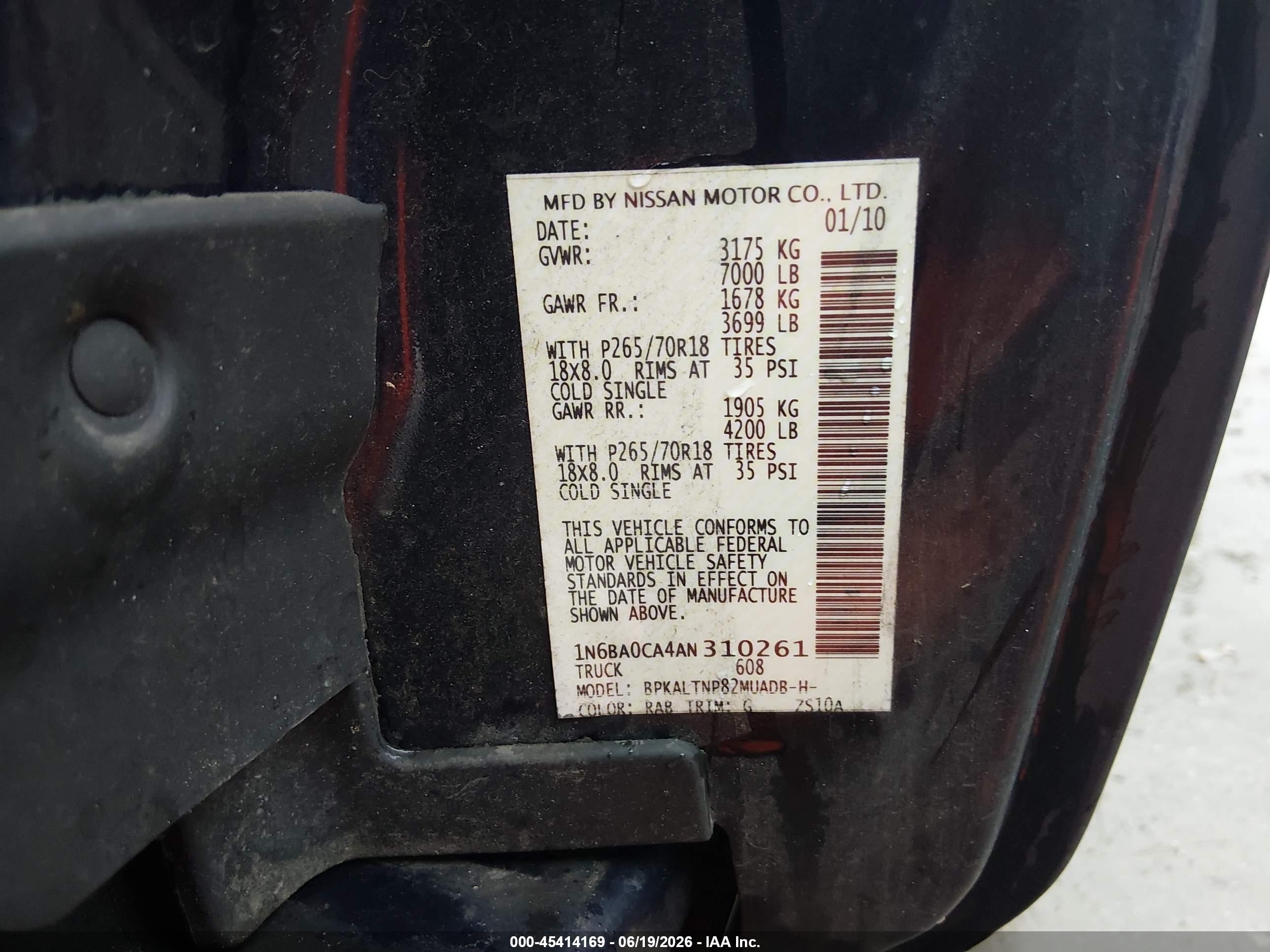 2010 Nissan Titan Se Dark Blue vin: 1N6BA0CA4AN310261