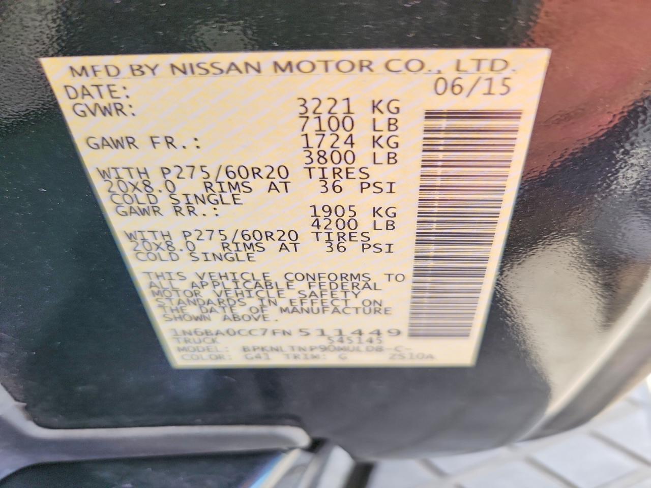 2015 Nissan Titan Sv Black vin: 1N6BA0CC7FN511449