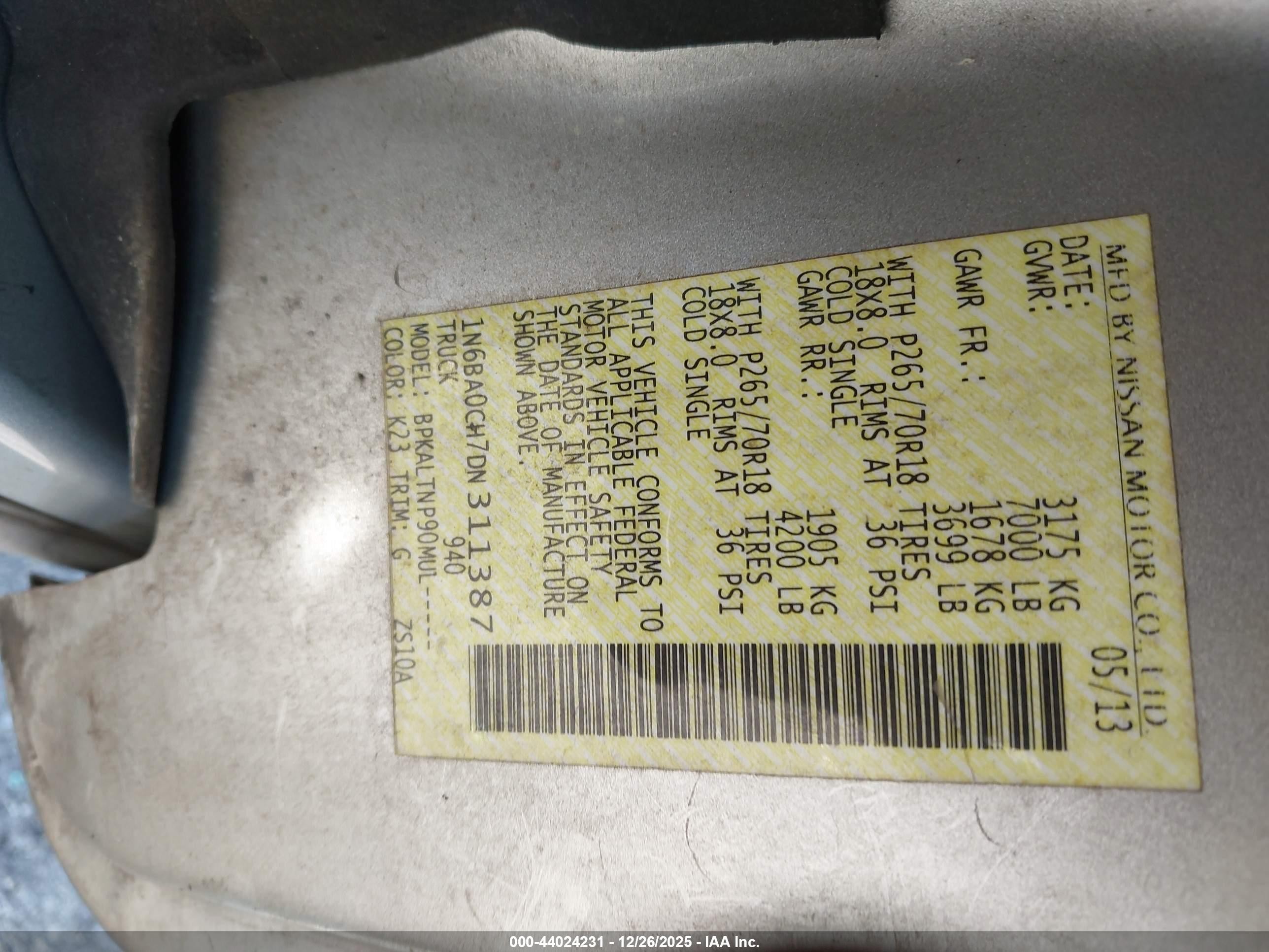 2013 Nissan Titan Sv Silver vin: 1N6BA0CH7DN311387