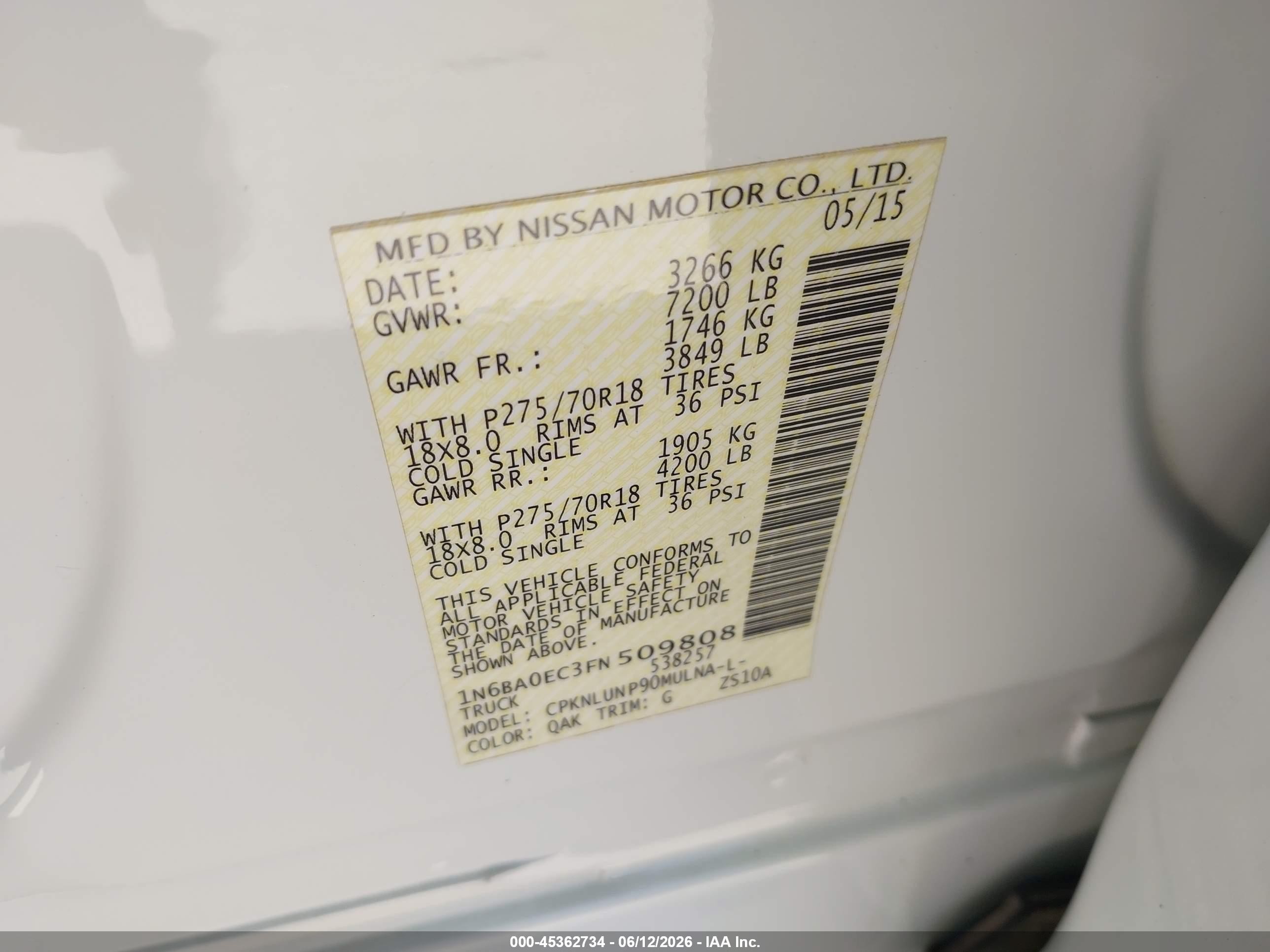 2015 Nissan Titan Pro-4x White vin: 1N6BA0EC3FN509808
