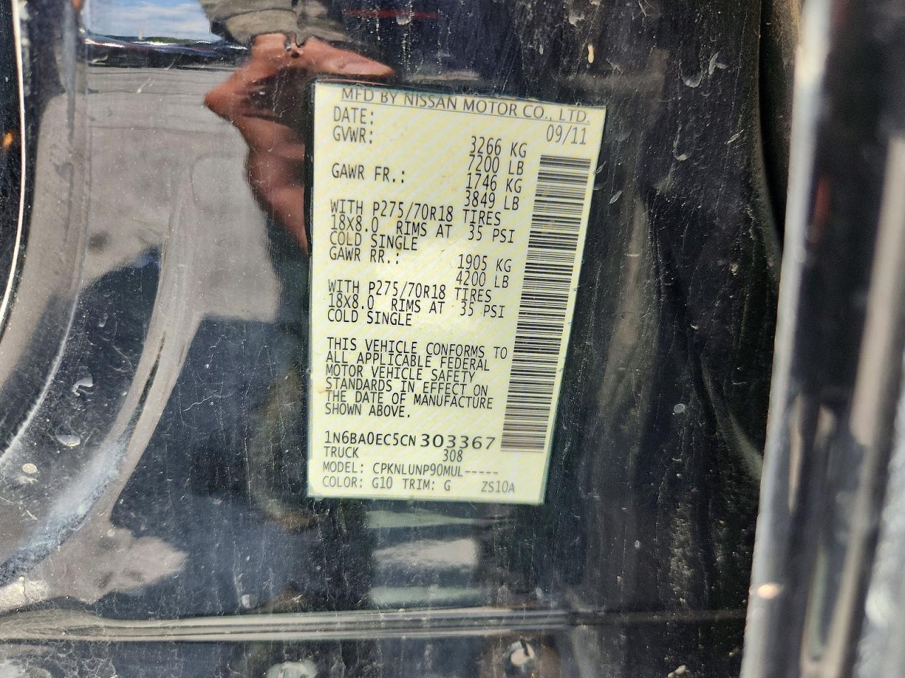 2012 Nissan Titan Sv Black vin: 1N6BA0EC5CN303367