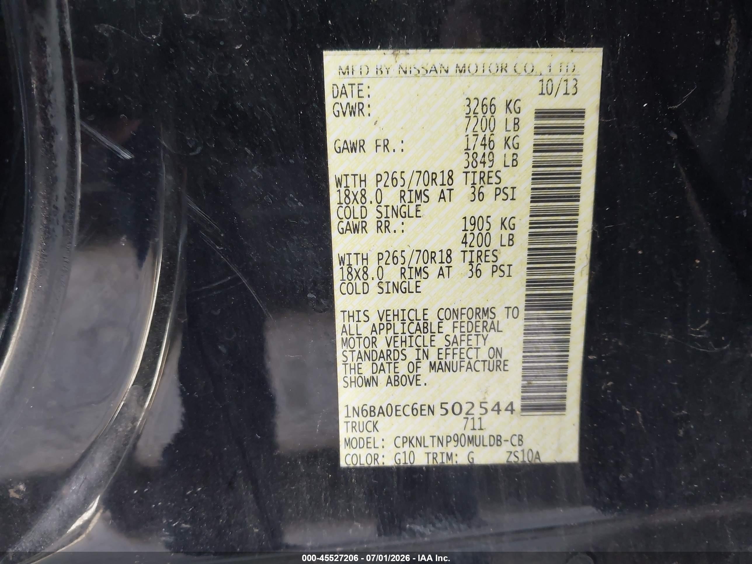 2014 Nissan Titan Sv Black vin: 1N6BA0EC6EN502544