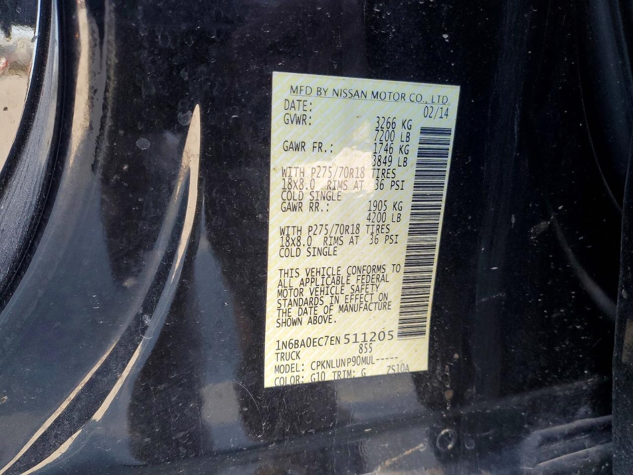 2014 Nissan Titan Pro-4x Black vin: 1N6BA0EC7EN511205