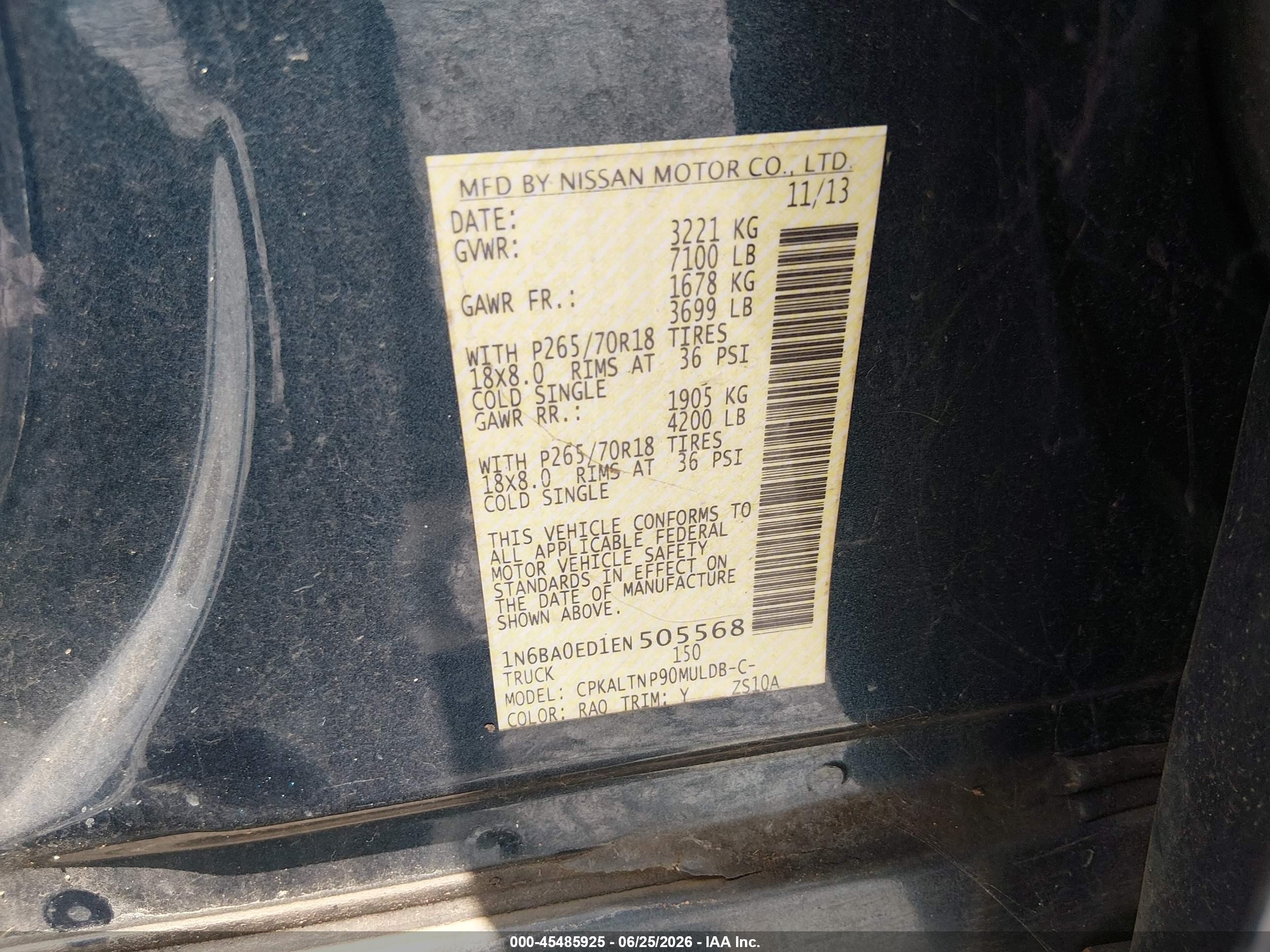 2014 Nissan Titan Sv Синий vin: 1N6BA0ED1EN505568