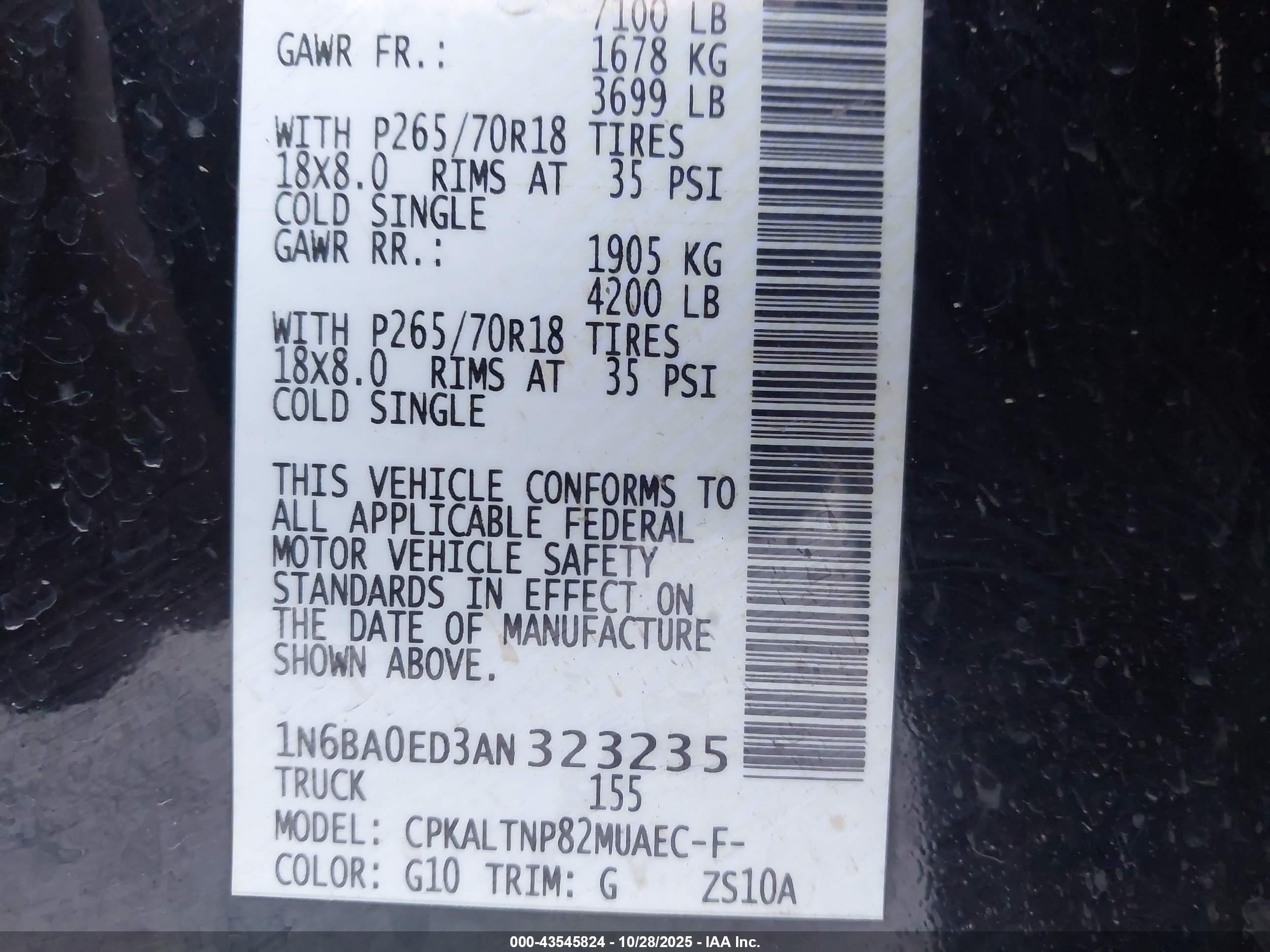 2010 Nissan Titan Se Black vin: 1N6BA0ED3AN323235