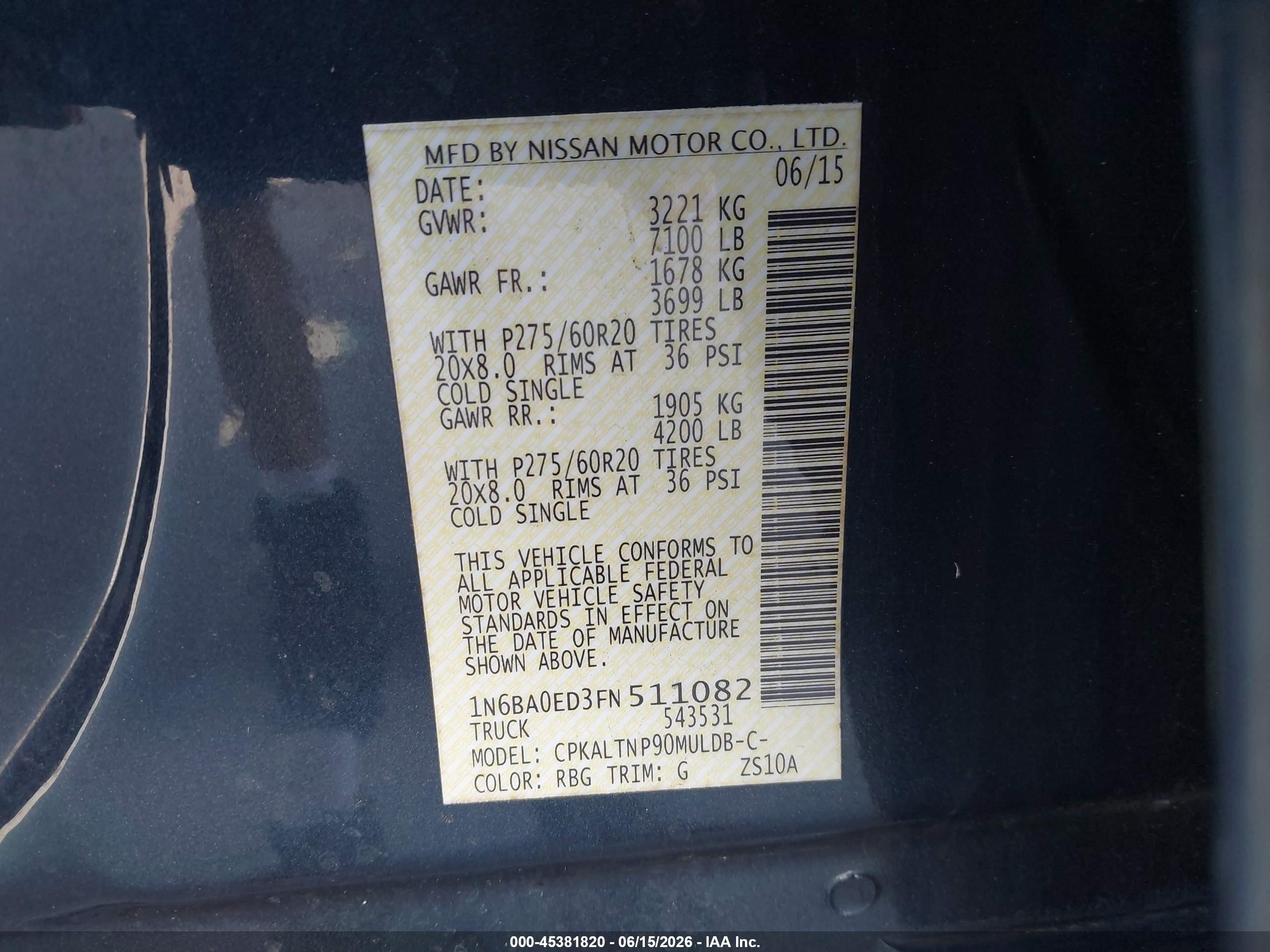 2015 Nissan Titan Sv Blue vin: 1N6BA0ED3FN511082