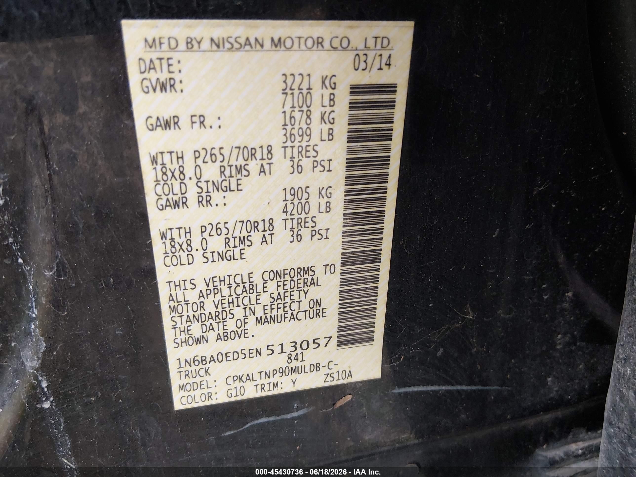 2014 Nissan Titan Sv Black vin: 1N6BA0ED5EN513057