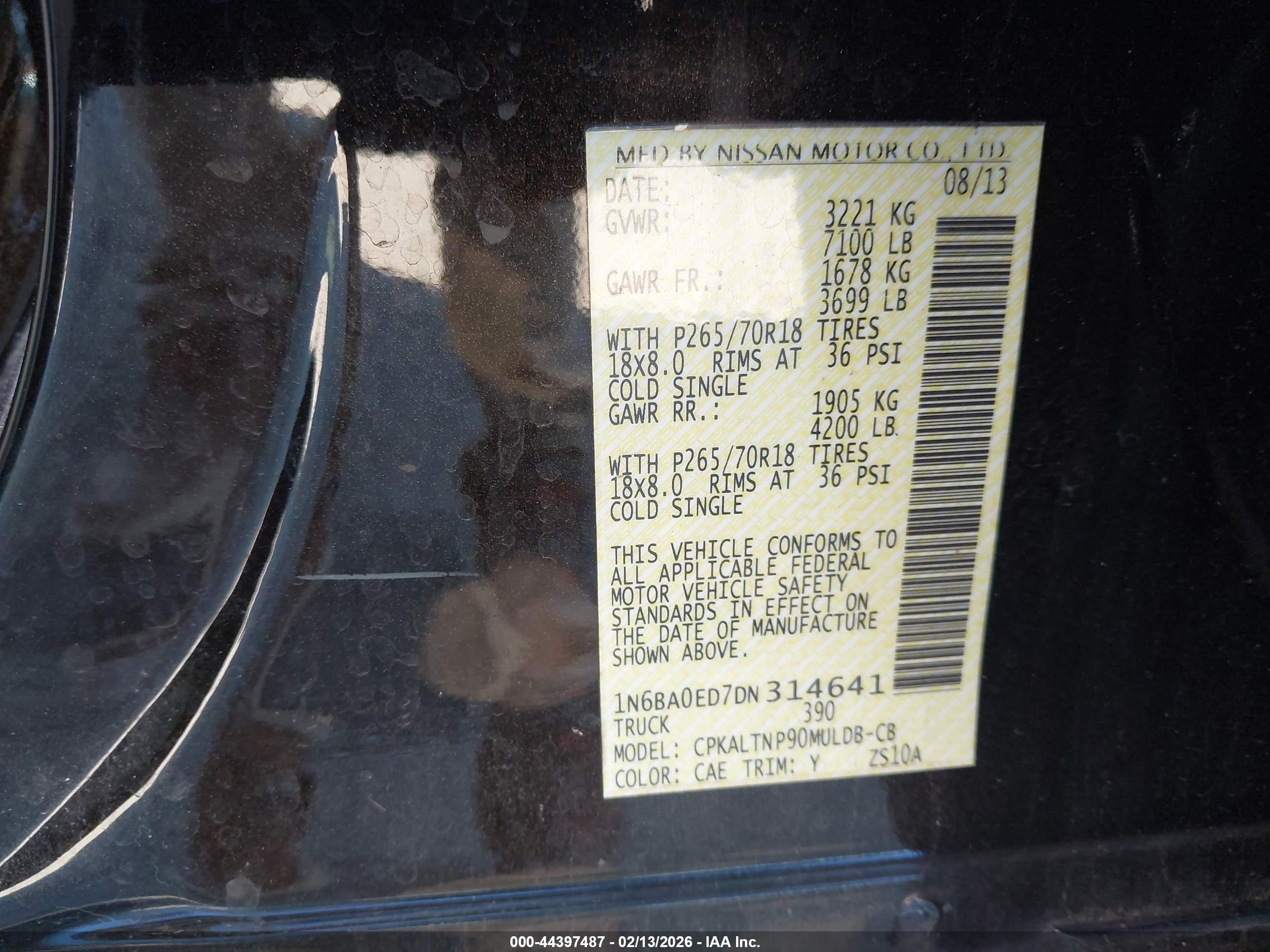 2013 Nissan Titan Sv Black vin: 1N6BA0ED7DN314641
