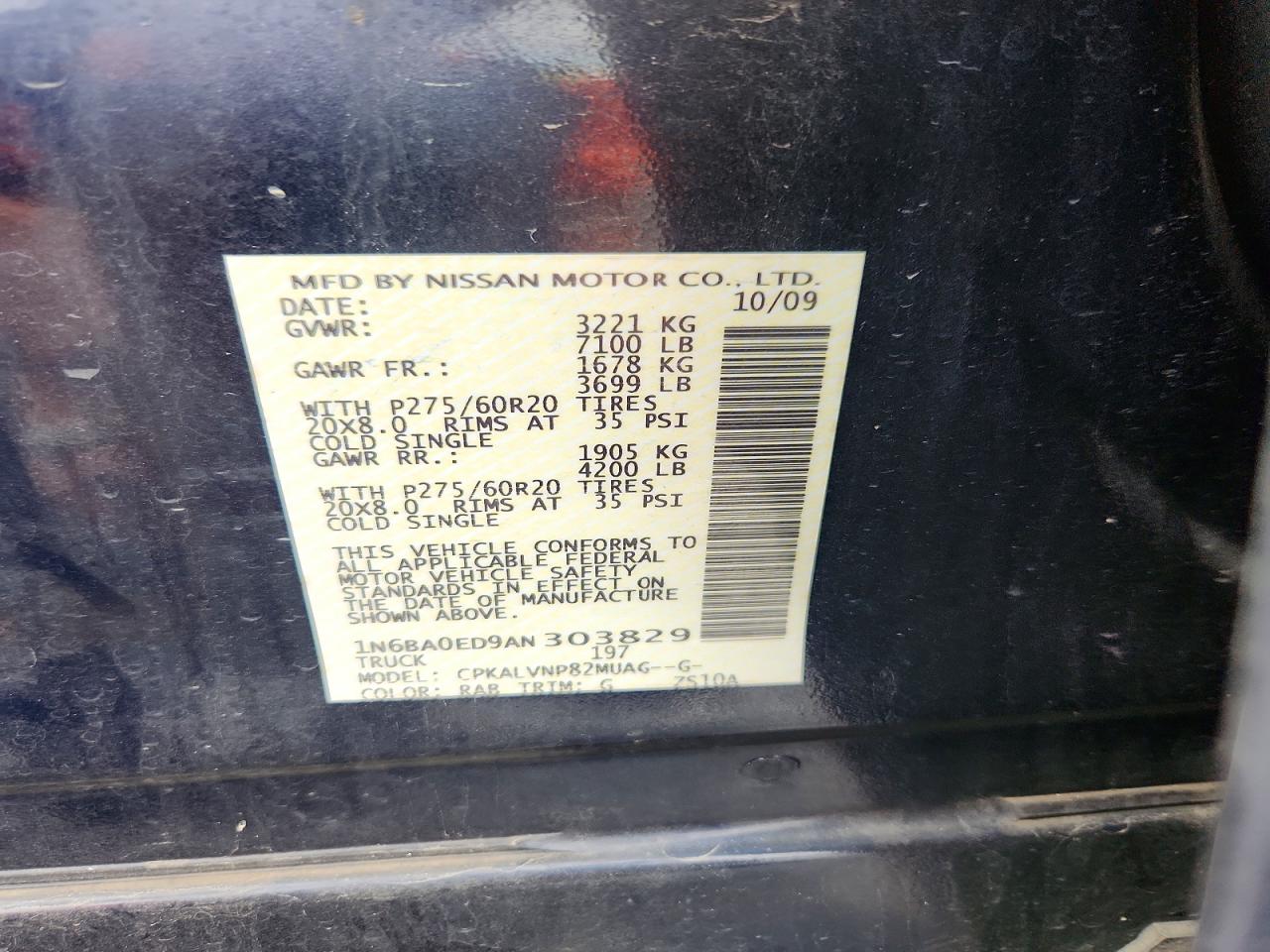 2010 Nissan Titan Se Blue vin: 1N6BA0ED9AN303829