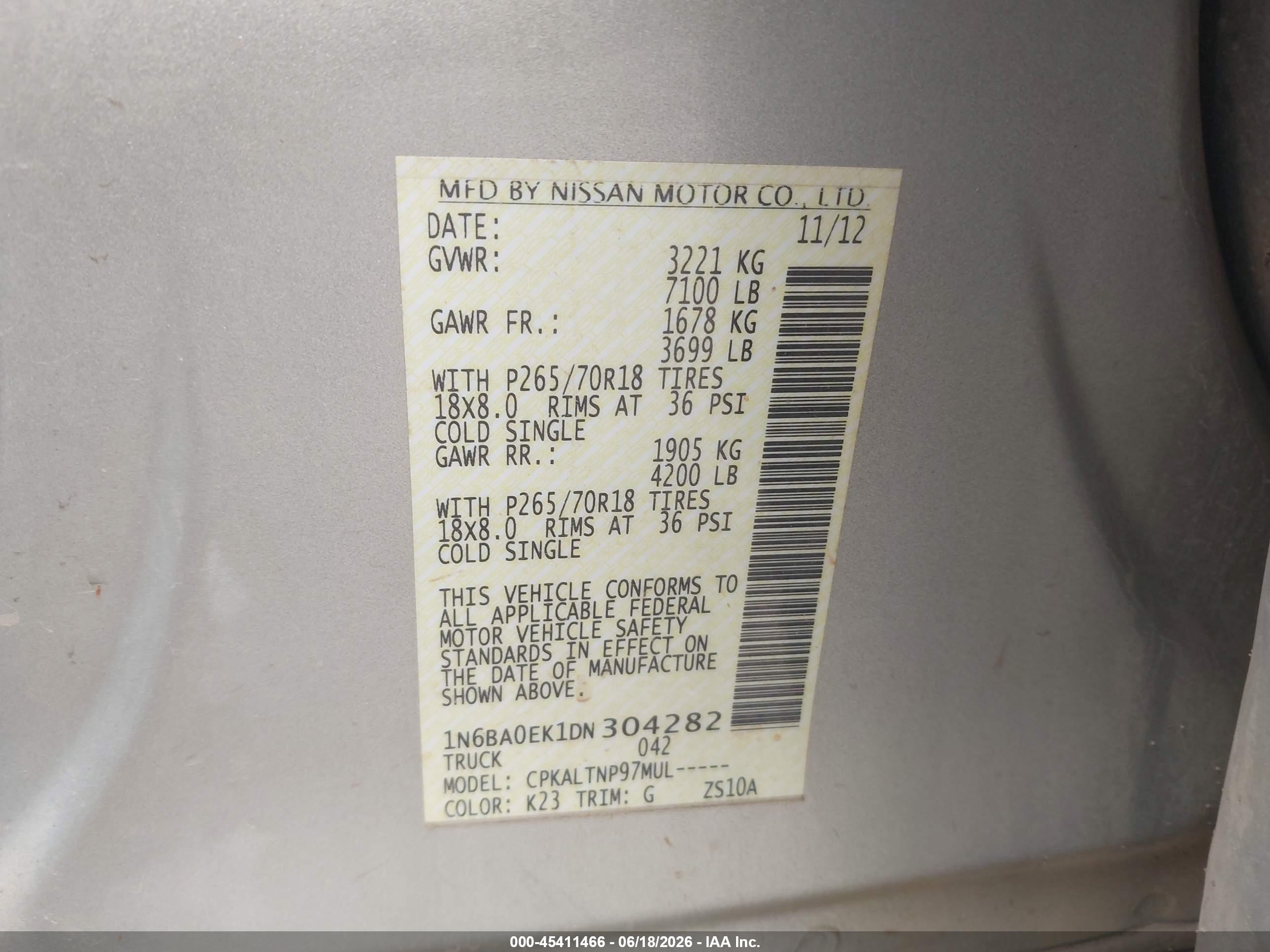 2013 Nissan Titan Sv Серебряный vin: 1N6BA0EK1DN304282