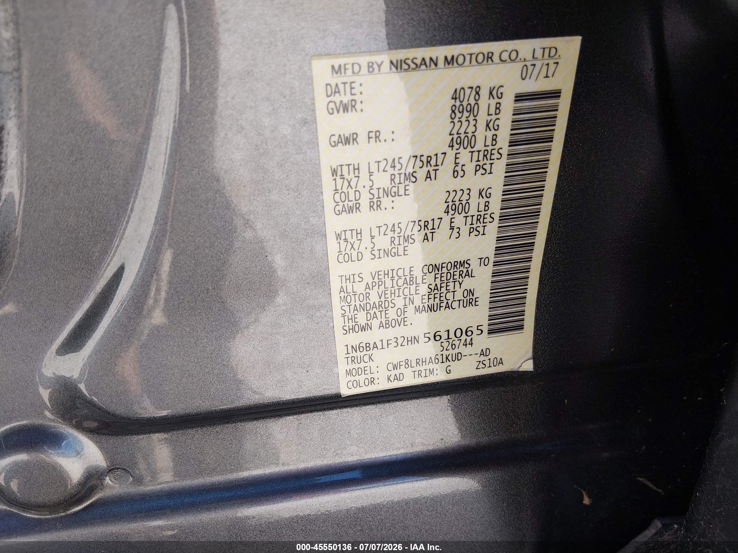 2017 Nissan Titan Xd S Diesel Gray vin: 1N6BA1F32HN561065