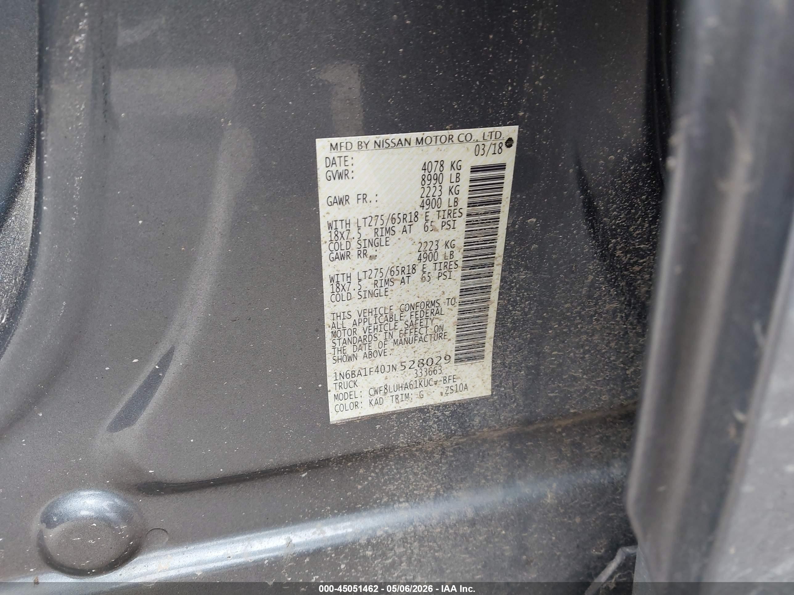 2018 Nissan Titan Xd Pro-4x Diesel Gray vin: 1N6BA1F40JN528029