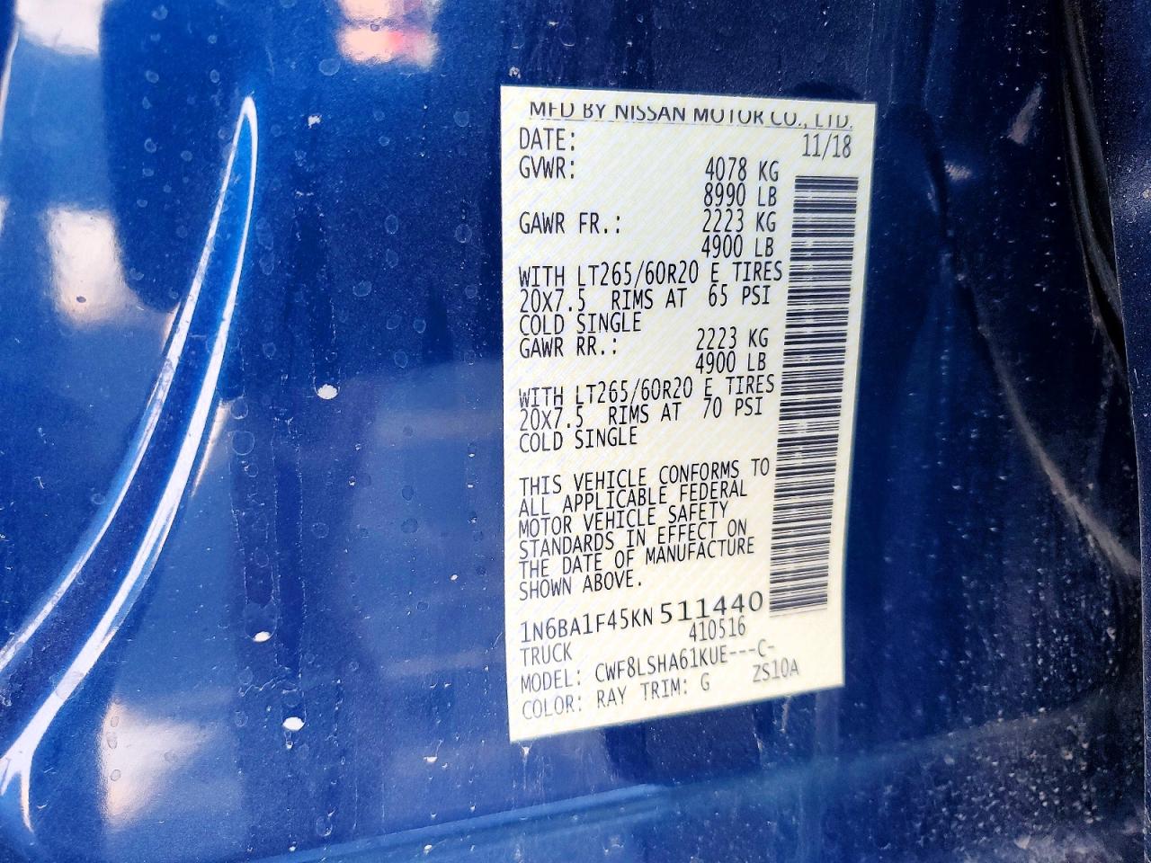 2019 Nissan Titan Xd Sv Blue vin: 1N6BA1F45KN511440