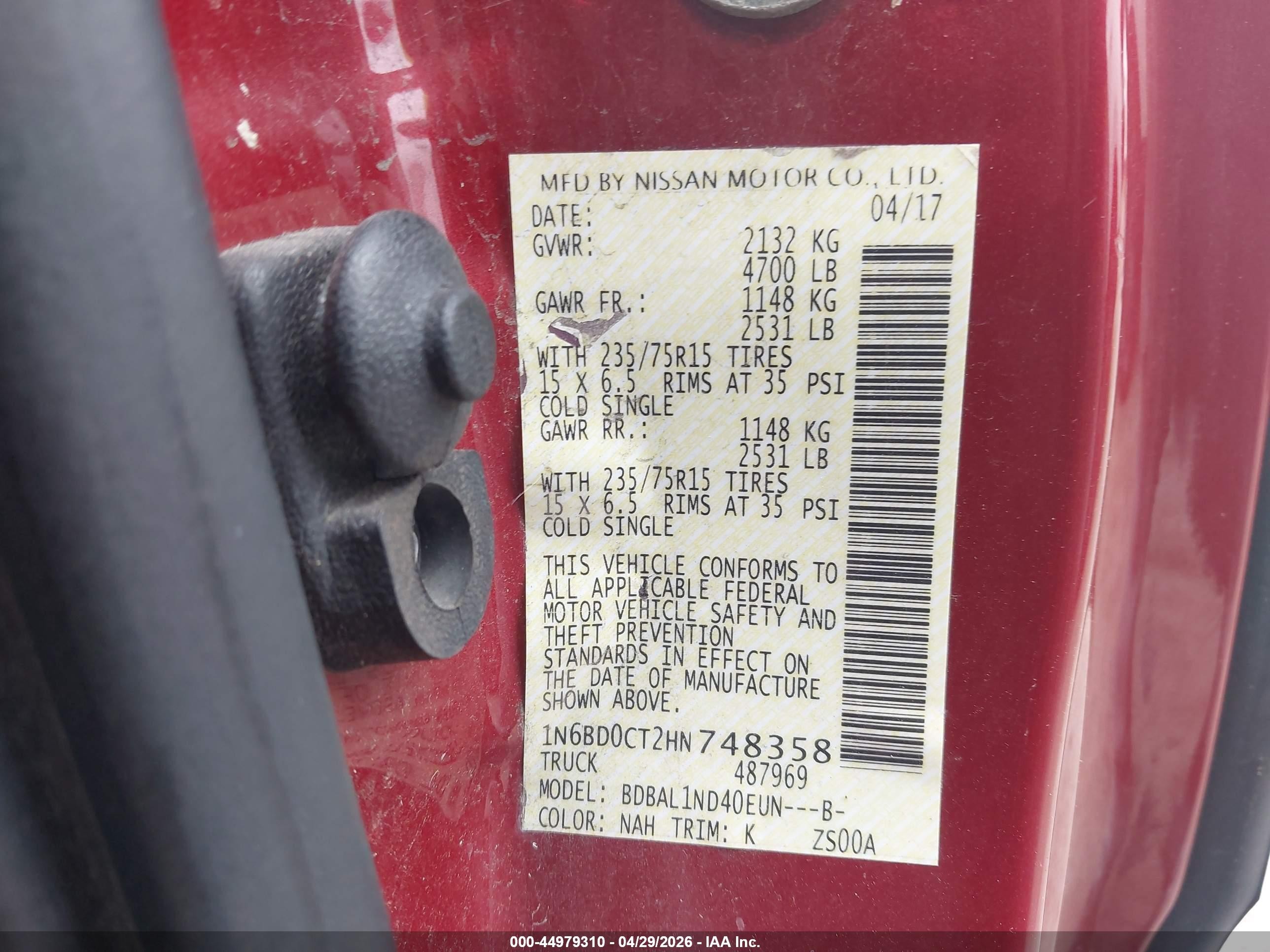 2014 Nissan Frontier S Red vin: 1N6BD0CT0EN770497