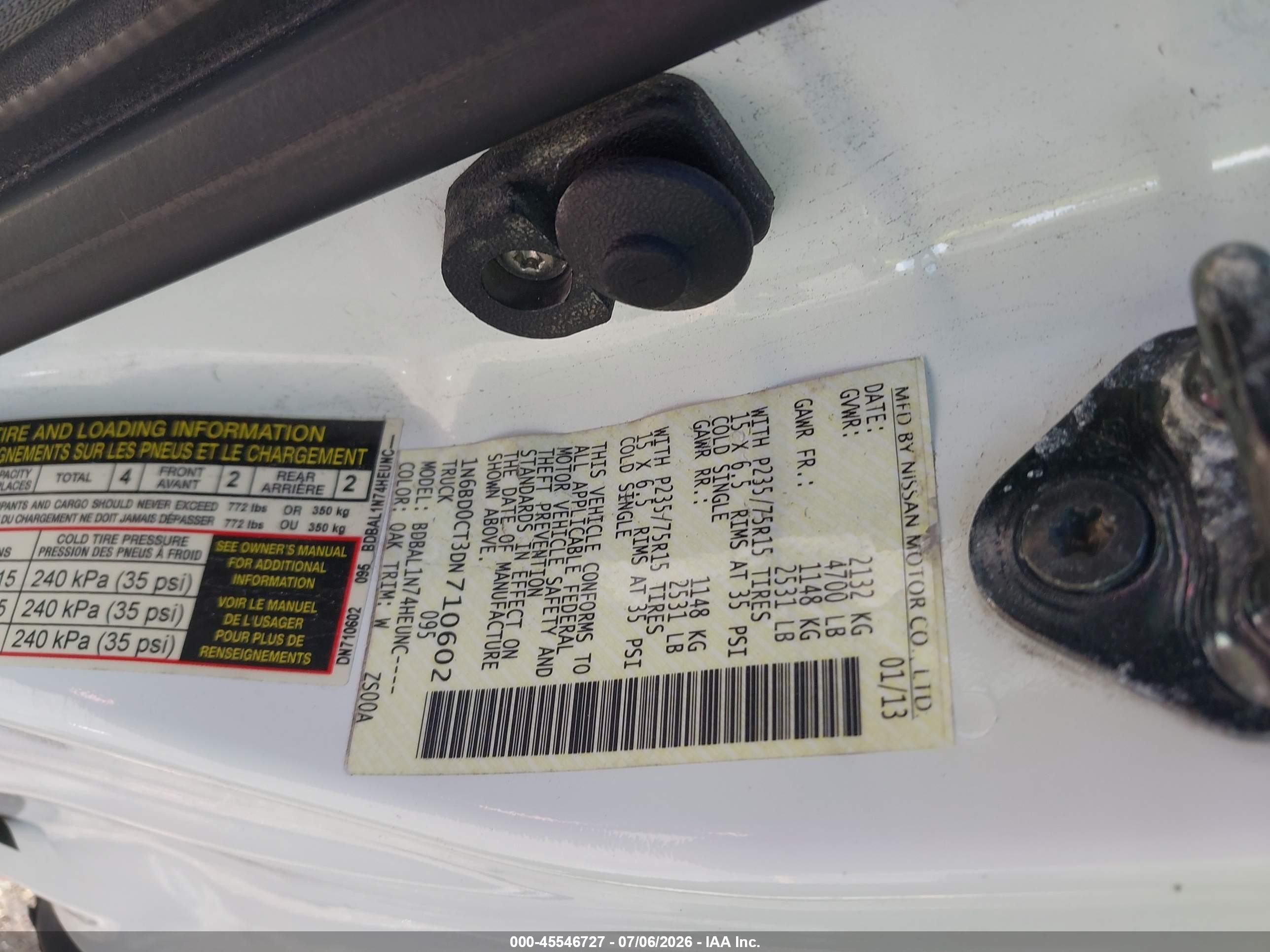 2013 Nissan Frontier S Blue vin: 1N6BD0CT3DN710602