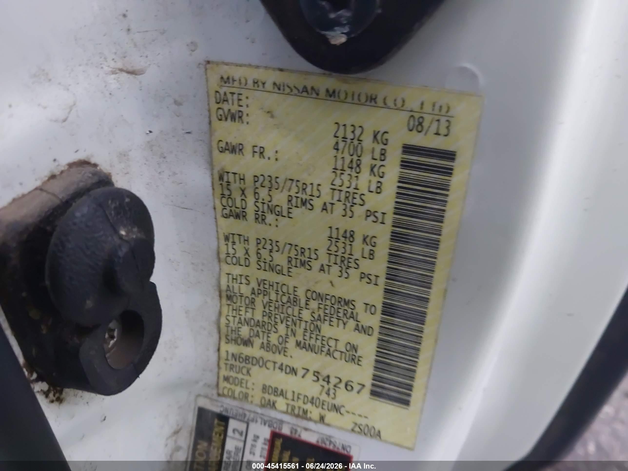 2013 Nissan Frontier S Белый vin: 1N6BD0CT4DN754267