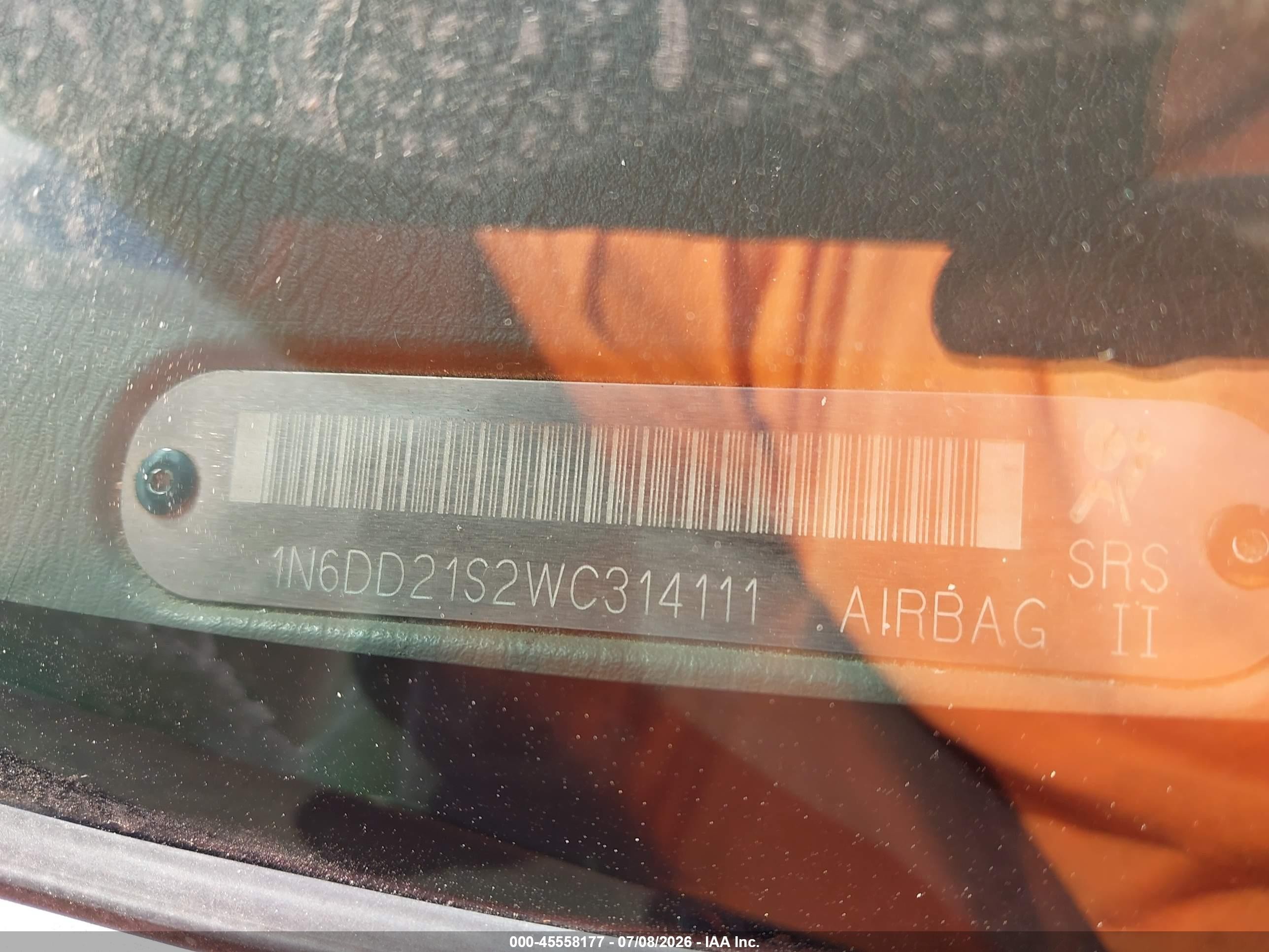 1998 Nissan Frontier Standard/xe Green vin: 1N6DD21S2WC314111