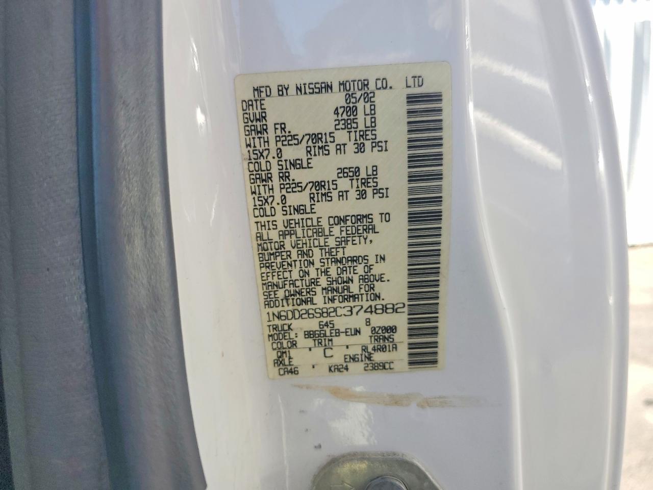 2002 Nissan Frontier King Cab Xe White vin: 1N6DD26S82C374882