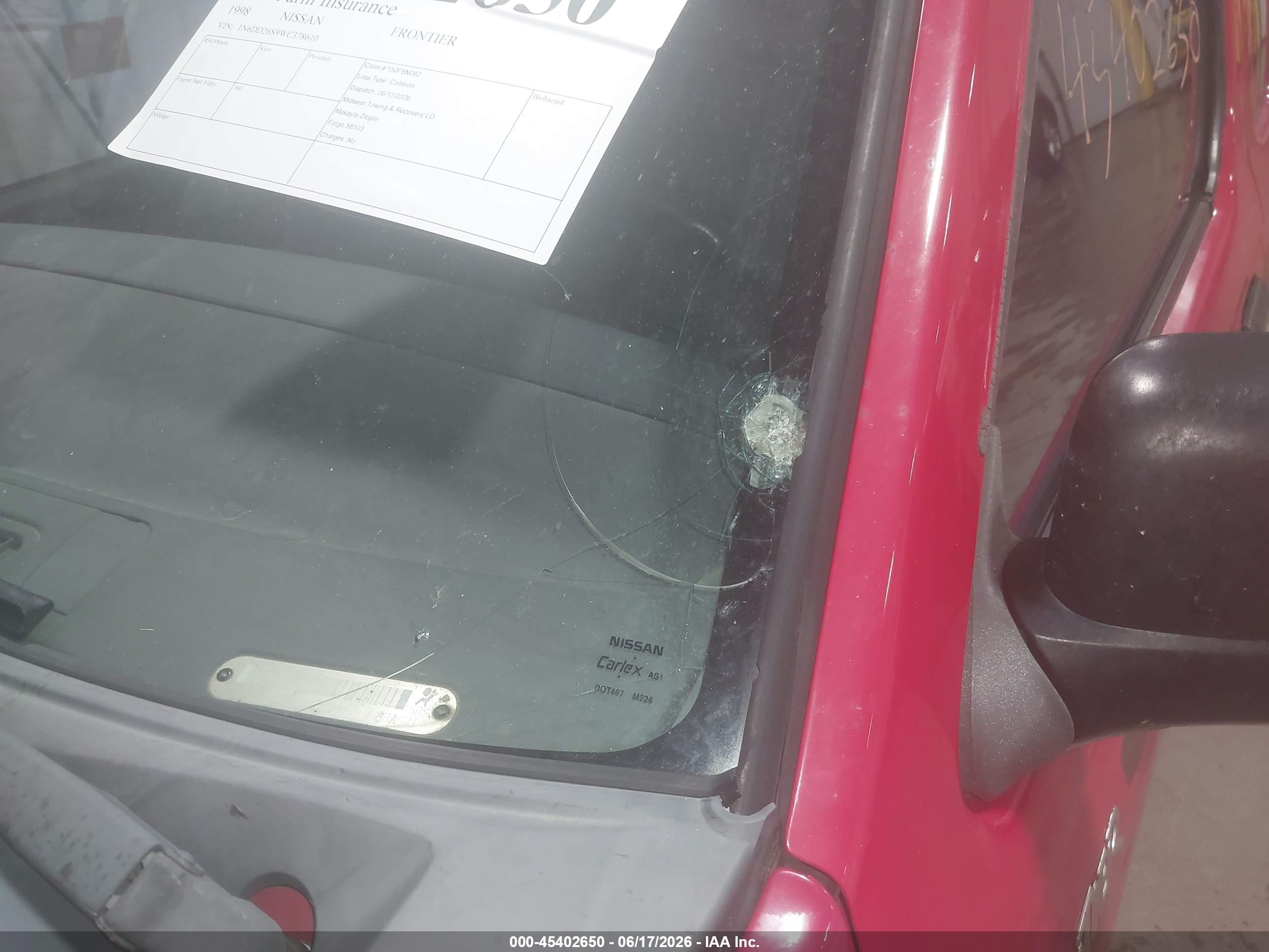 1998 Nissan Frontier Se/xe Красный vin: 1N6DD26S9WC378610