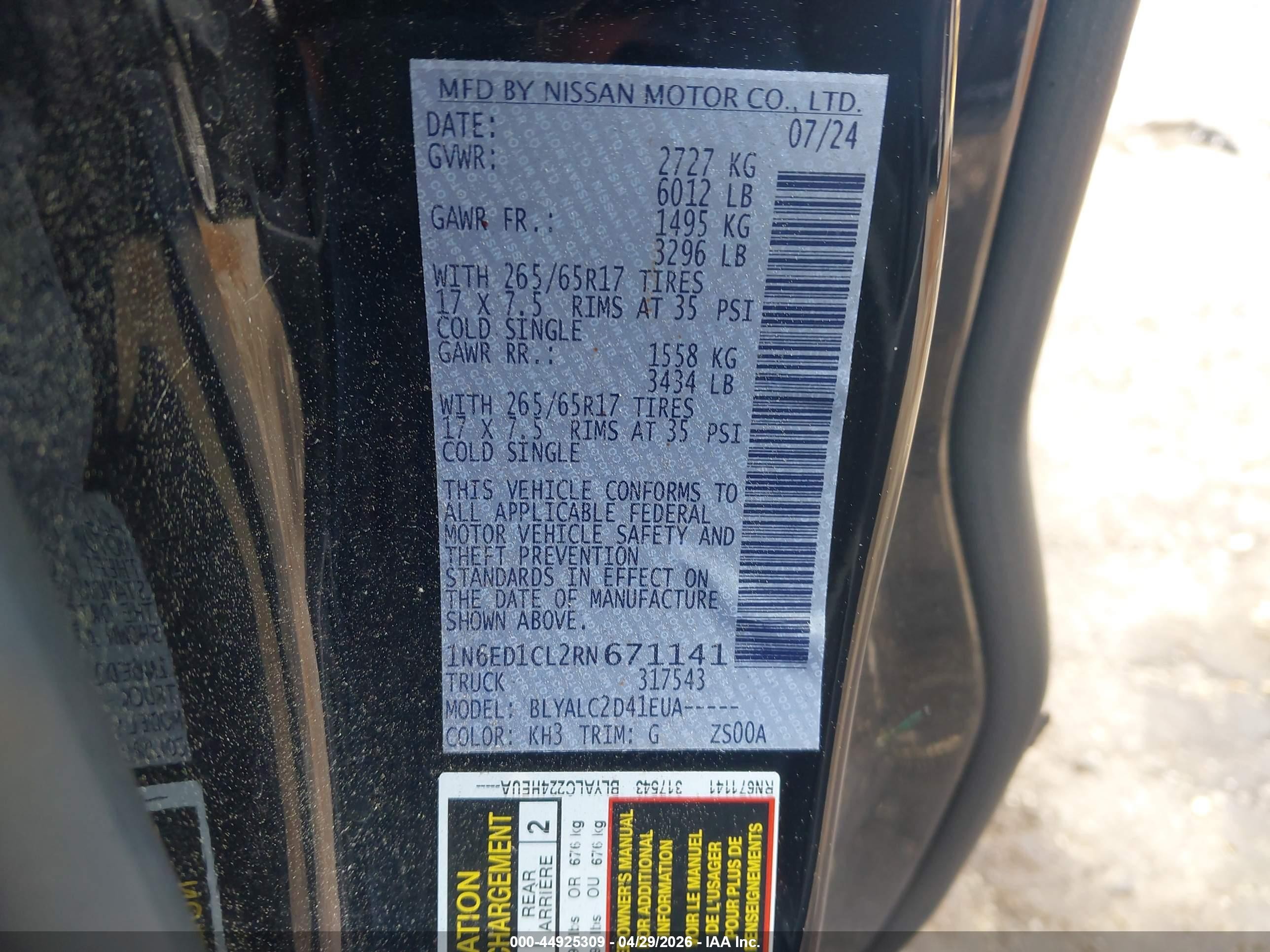 2024 Nissan Frontier King Cab Sv 4x2 Black vin: 1N6ED1CL2RN671141