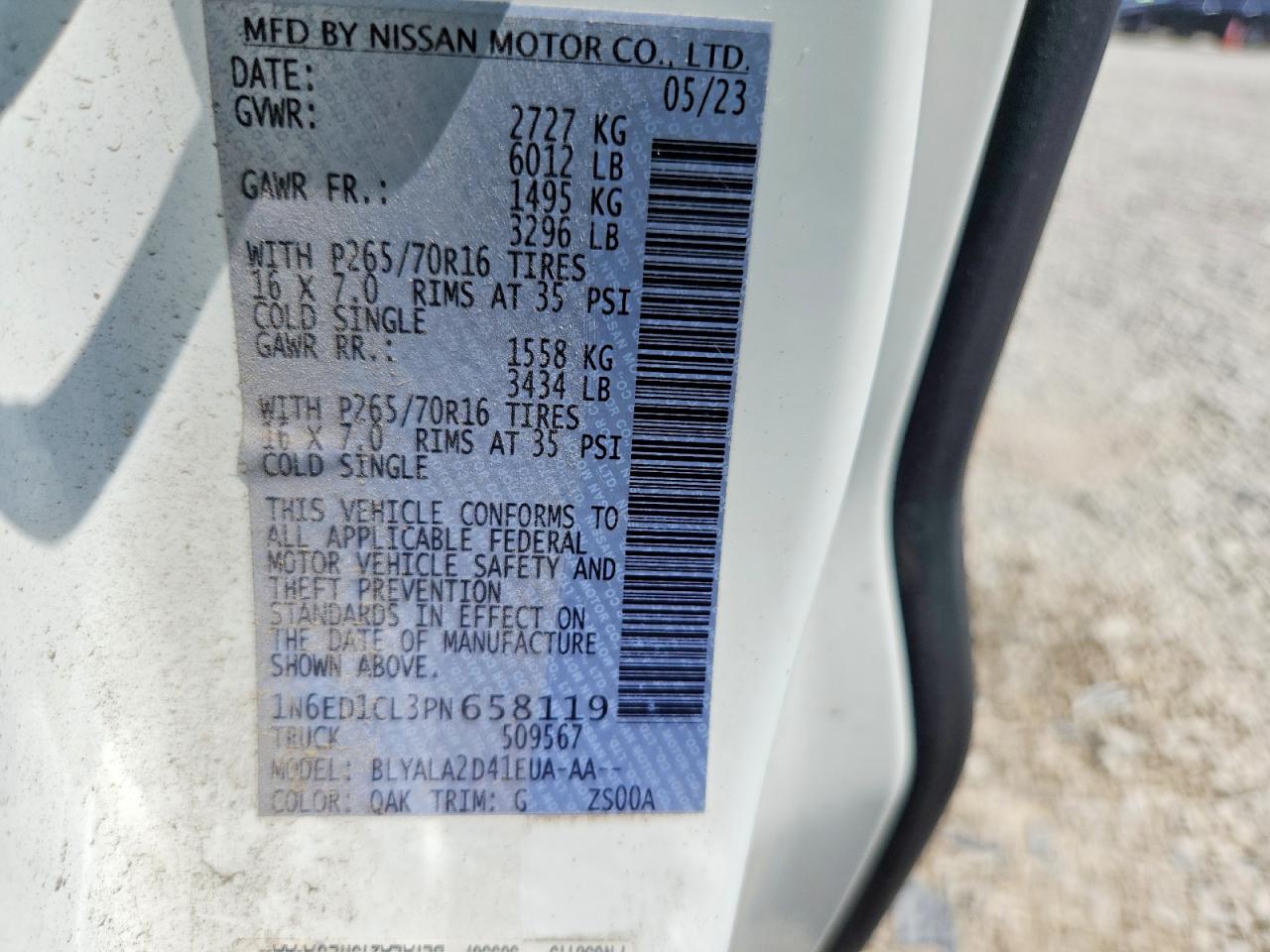 2023 Nissan Frontier S White vin: 1N6ED1CL3PN658119
