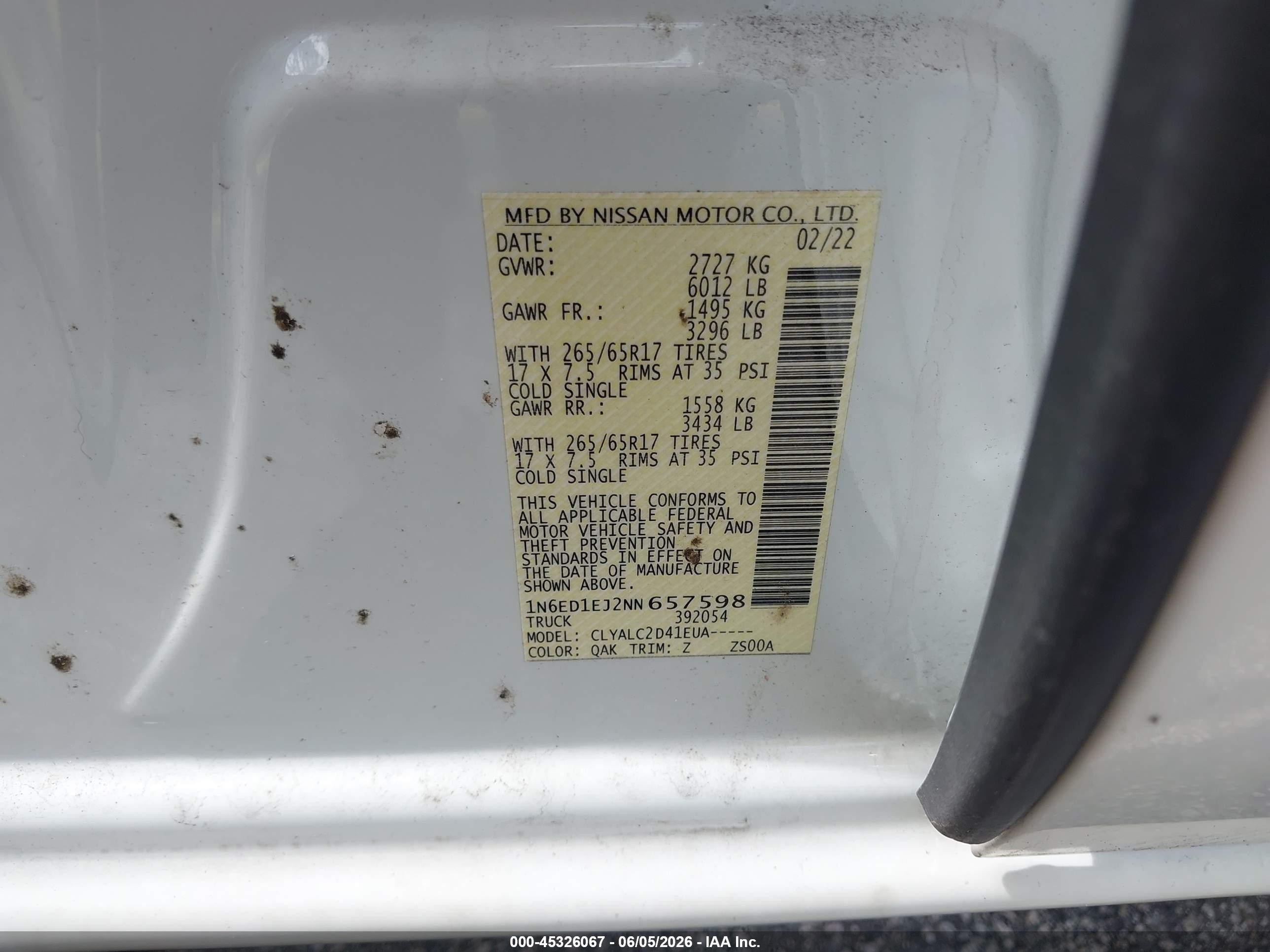 2022 Nissan Frontier Sv 4x2 Белый vin: 1N6ED1EJ2NN657598