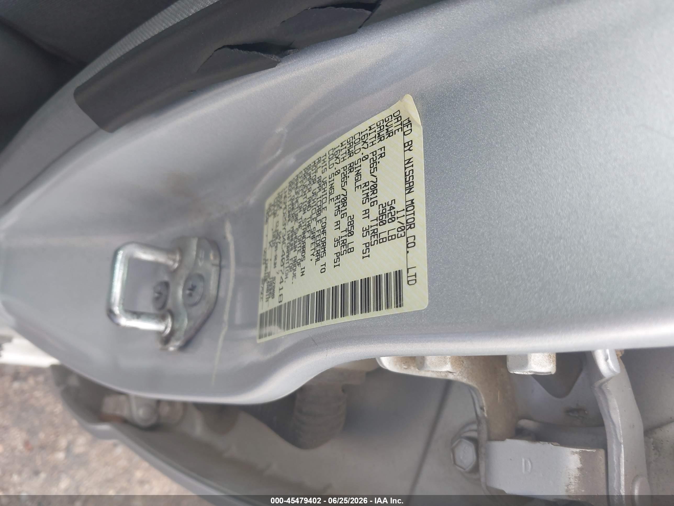2004 Nissan Frontier Sc-v6 Silver vin: 1N6MD29Y34C407418