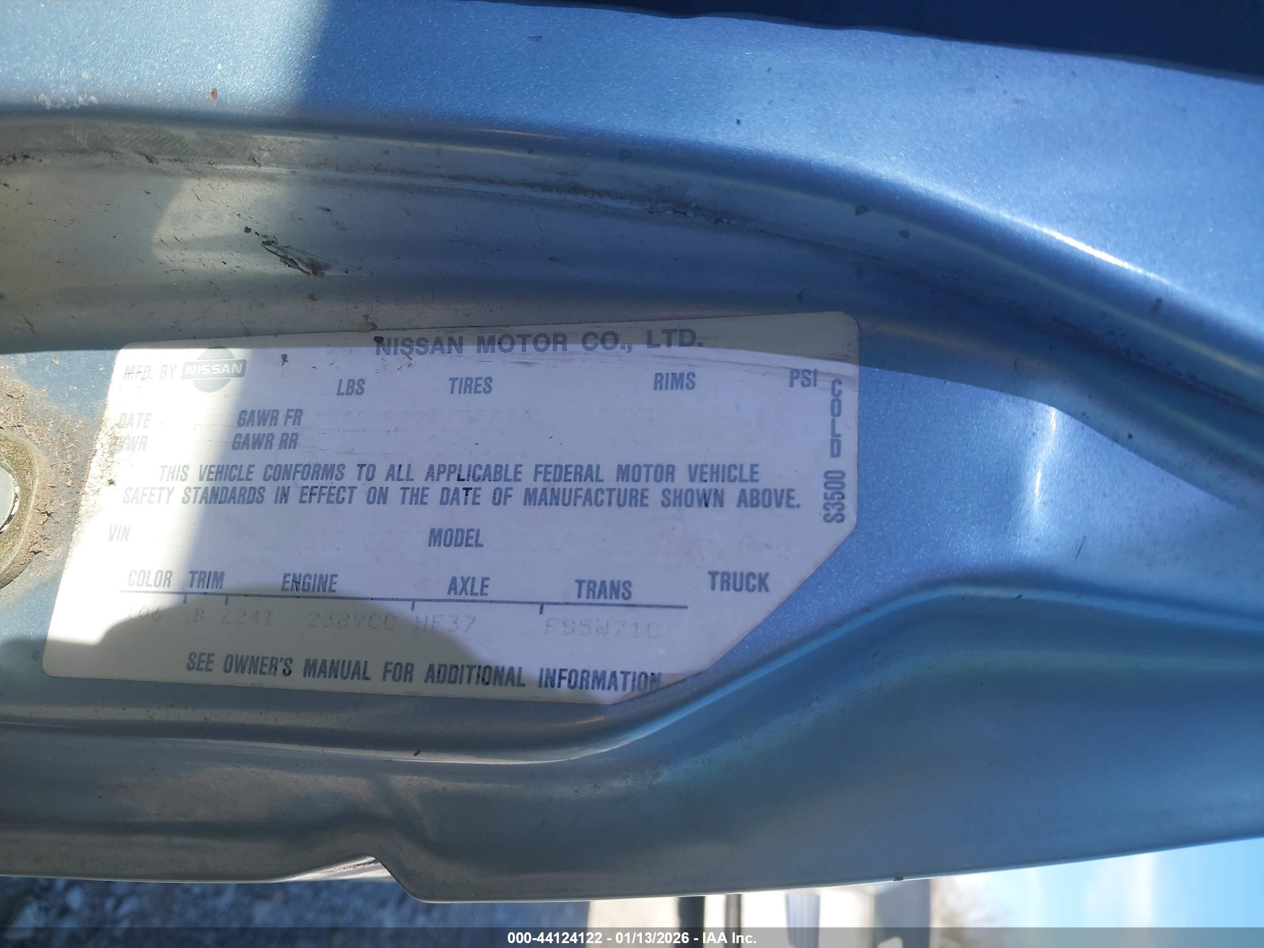 1987 Nissan D21 Short Bed Blue vin: 1N6ND11S2HC333484