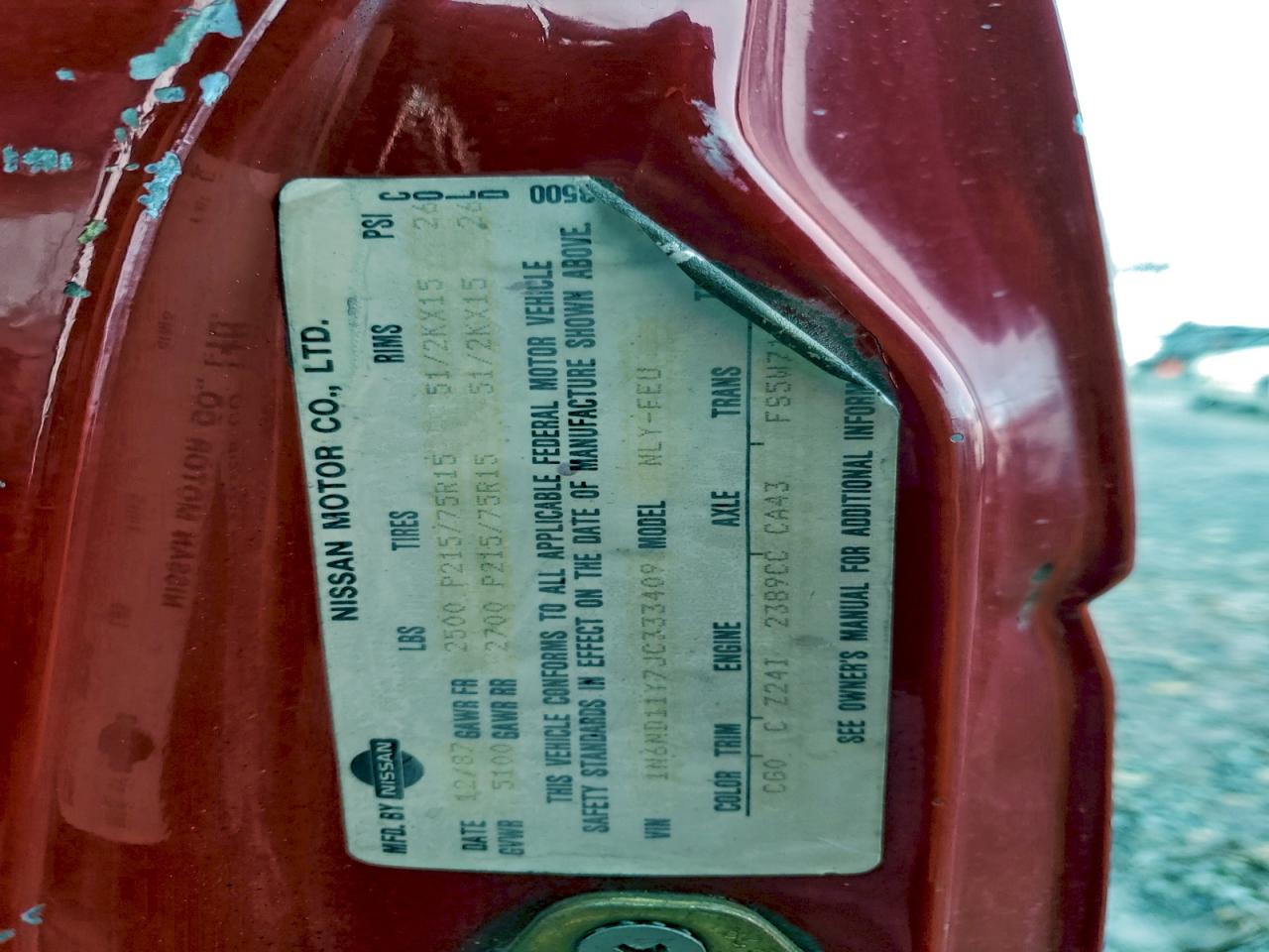 1988 Nissan D21 Short Bed Red vin: 1N6ND11Y7JC333409