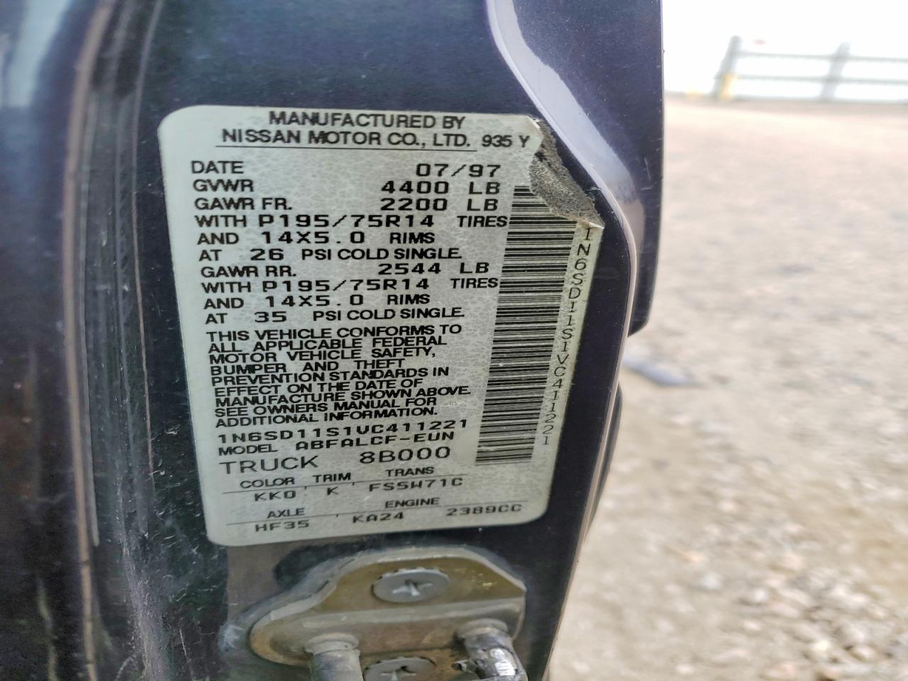 1997 Nissan Truck Base Charcoal vin: 1N6SD11S1VC411221