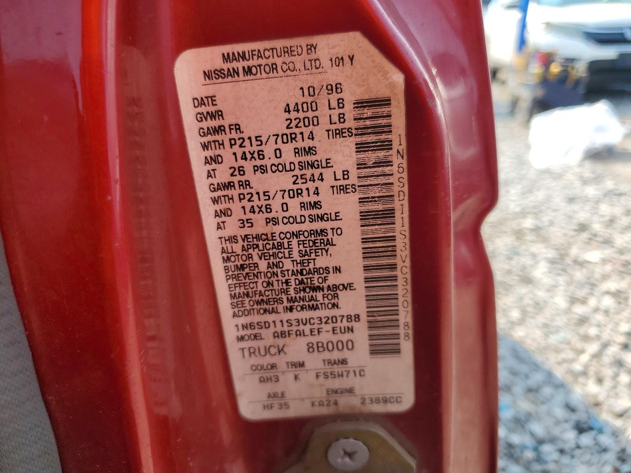 1997 Nissan Truck Base Maroon vin: 1N6SD11S3VC320788