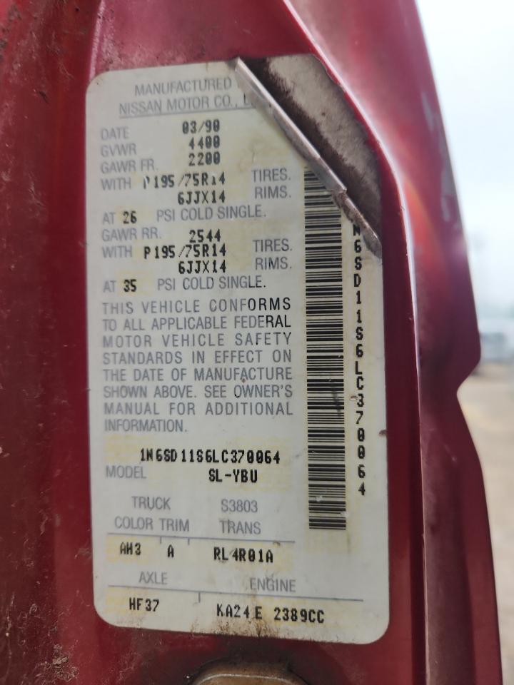 1990 Nissan D21 Short Bed Red vin: 1N6SD11S6LC370064