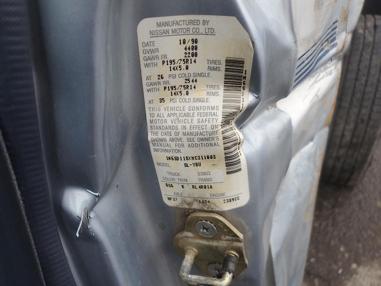1991 Nissan Truck Short Wheelbase Silver vin: 1N6SD11SXMC311083