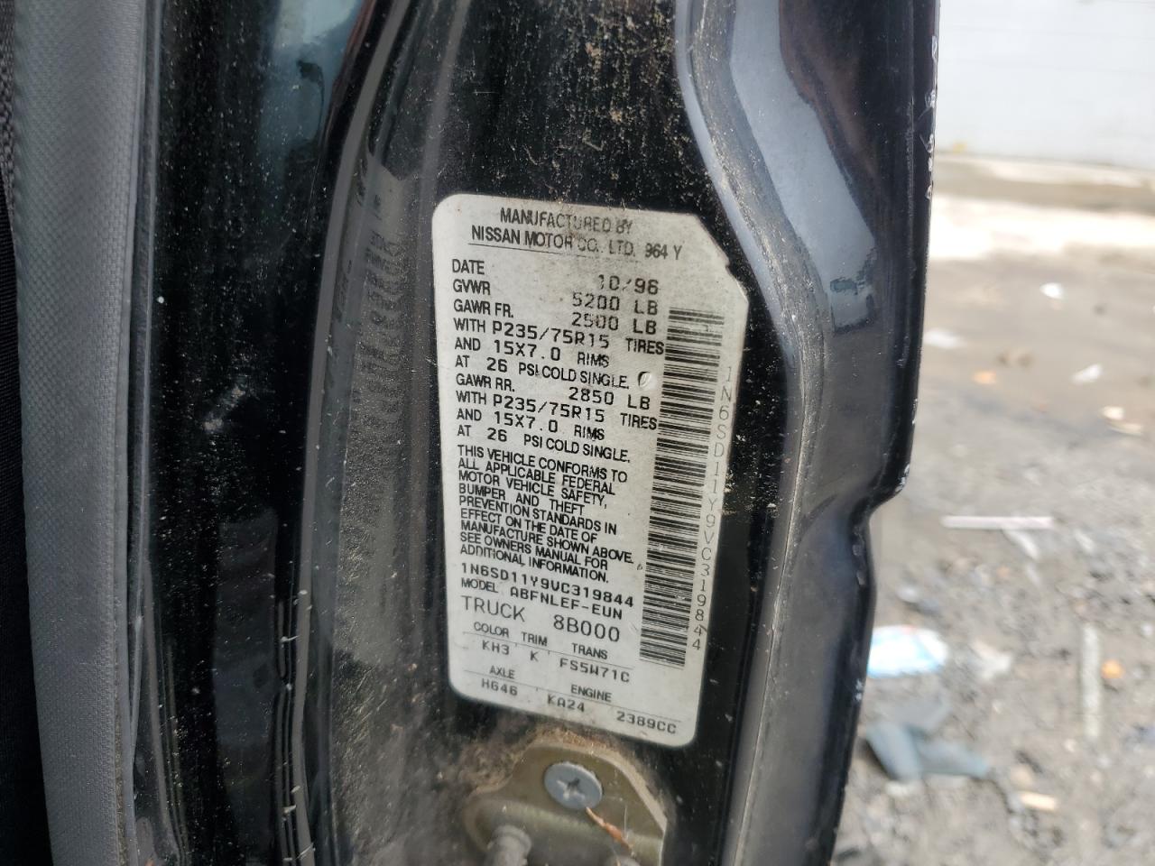 1997 Nissan Truck Xe Black vin: 1N6SD11Y9VC319844