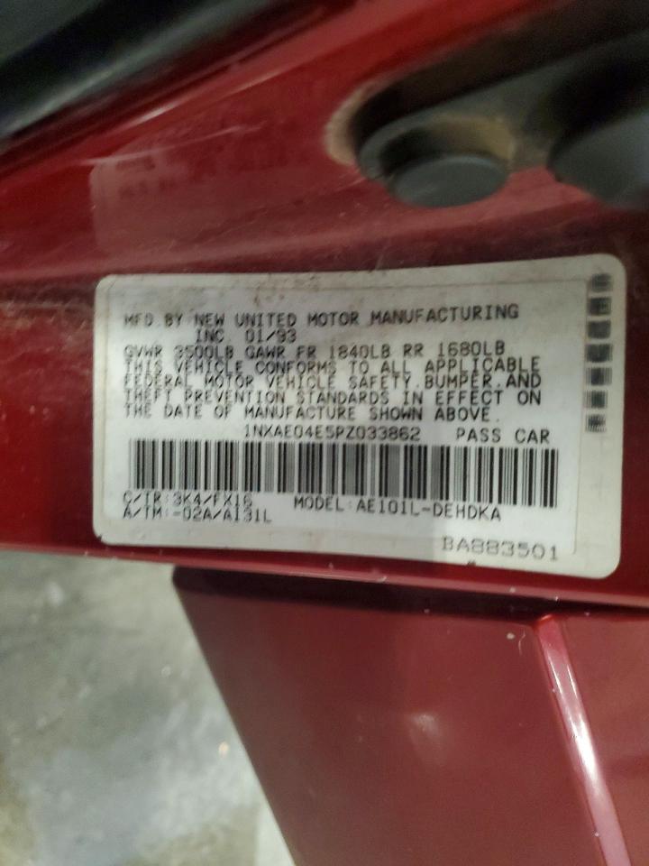 1993 Toyota Corolla Base Maroon vin: 1NXAE04E5PZ033862