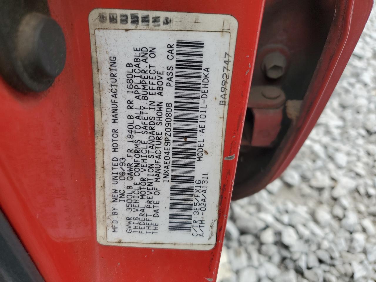 1993 Toyota Corolla Красный vin: 1NXAE04E9PZ090808