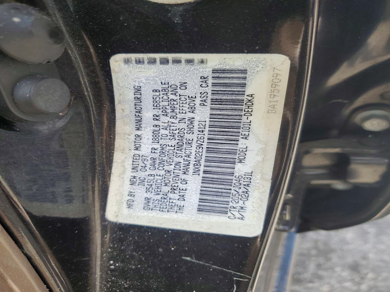 1997 Toyota Corolla Base Black vin: 1NXBA02E9VZ614121