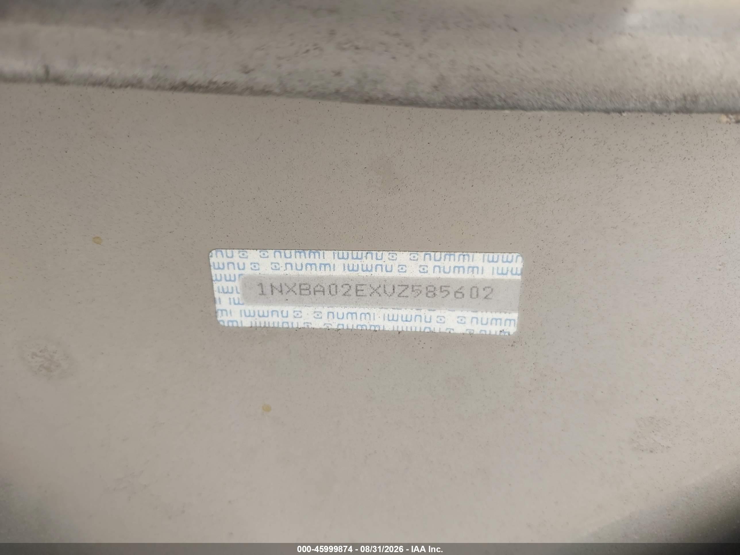 1997 Toyota Corolla Std Silver vin: 1NXBA02EXVZ585602