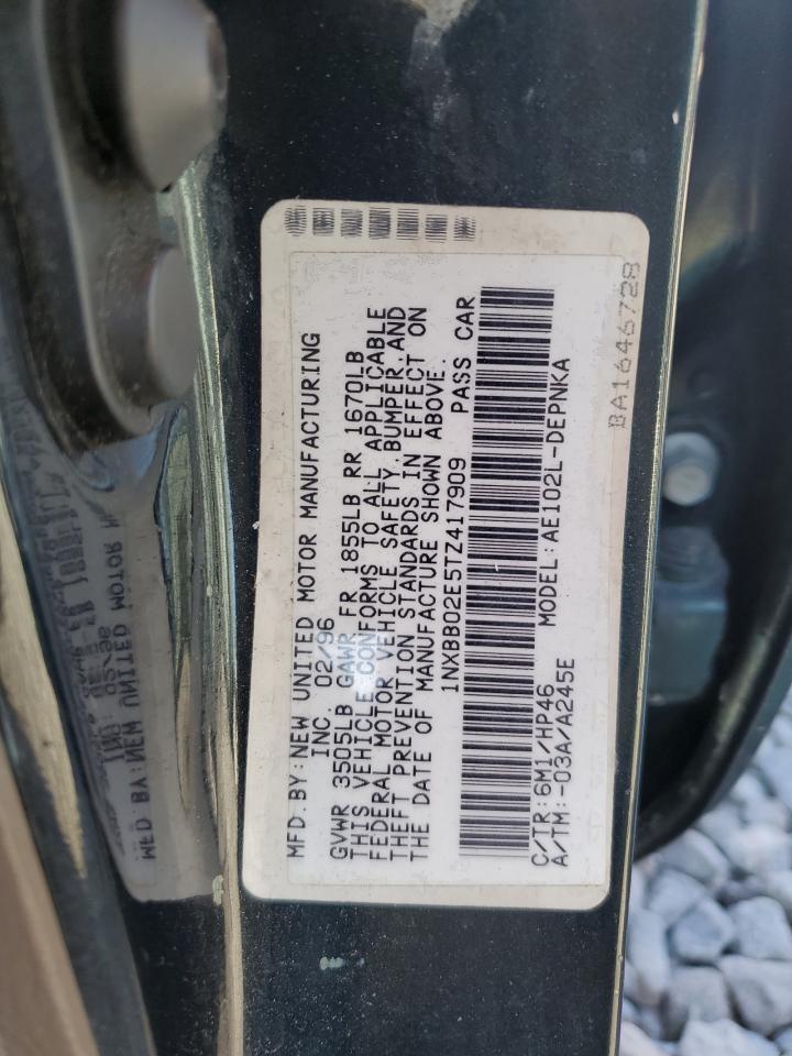 1996 Toyota Corolla Dx Green vin: 1NXBB02E5TZ417909