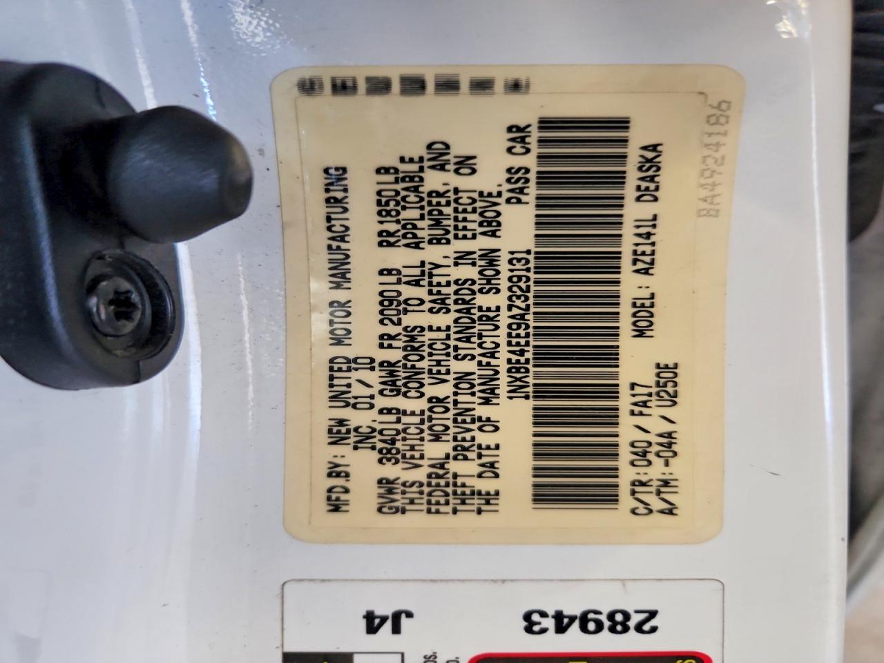 2010 Toyota Corolla White vin: 1NXBE4EE9AZ329131