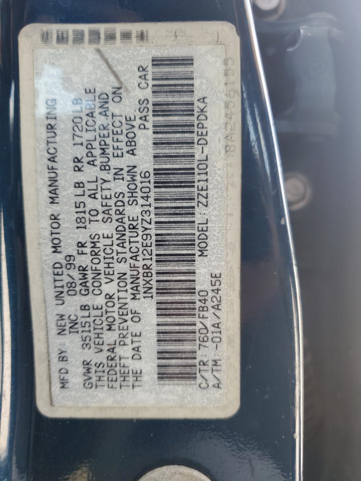 2000 Toyota Corolla Ve Blue vin: 1NXBR12E9YZ314016