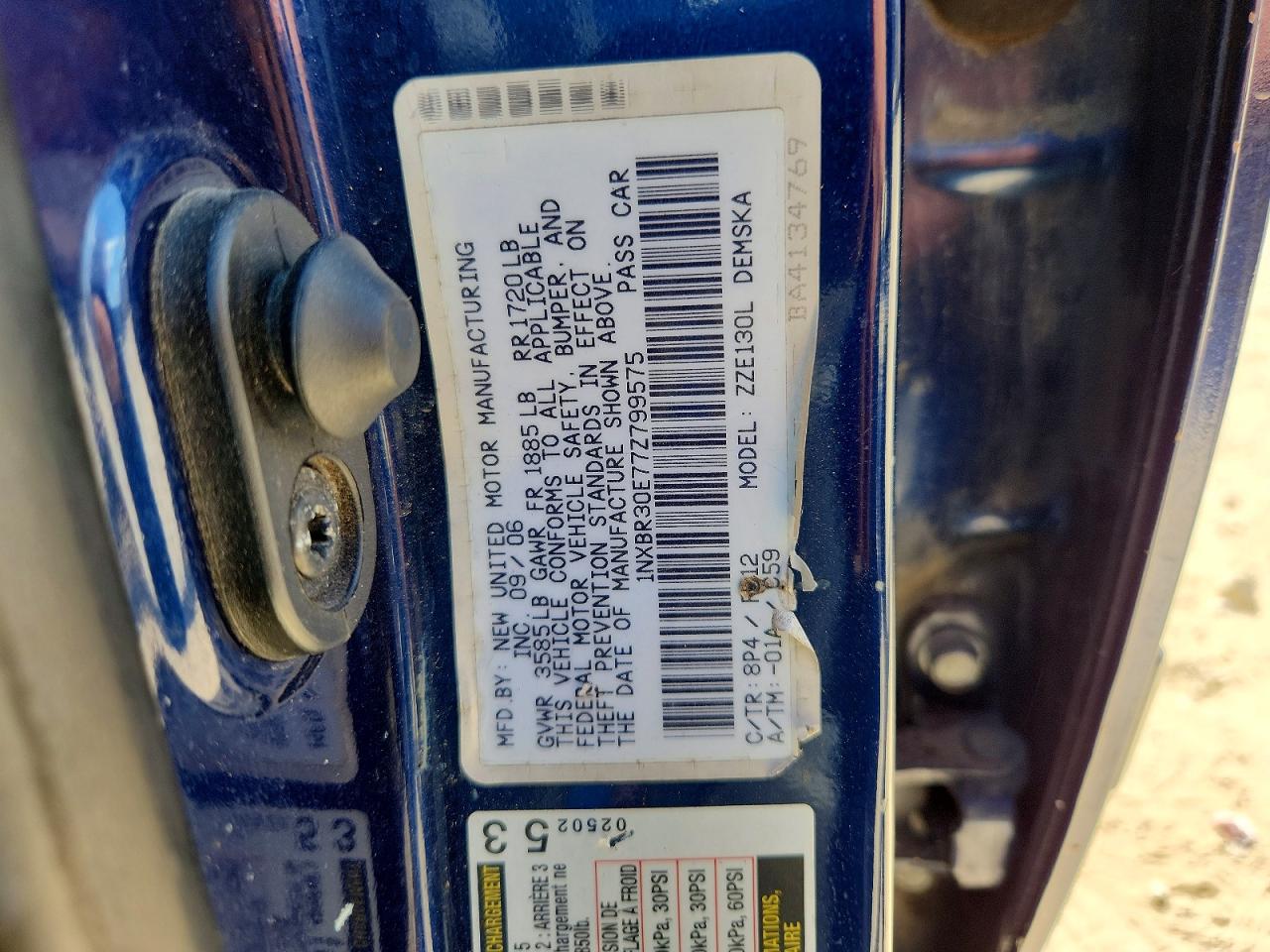2007 Toyota Corolla Blue vin: 1NXBR30E77Z799575