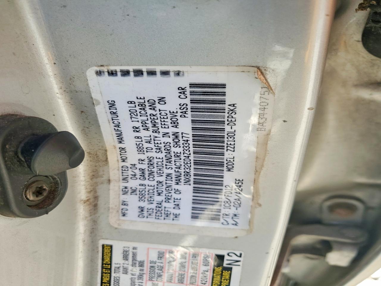 2004 Toyota Corolla S Silver vin: 1NXBR32E04Z333477